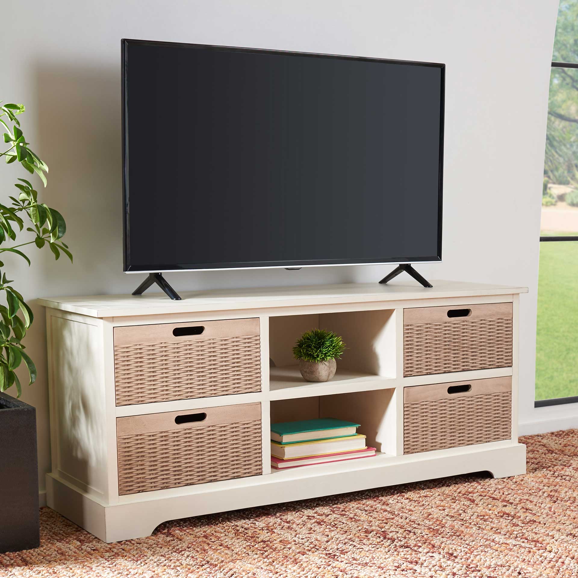 Lali 4 Drawer Media Stand Distressed White - Image 8