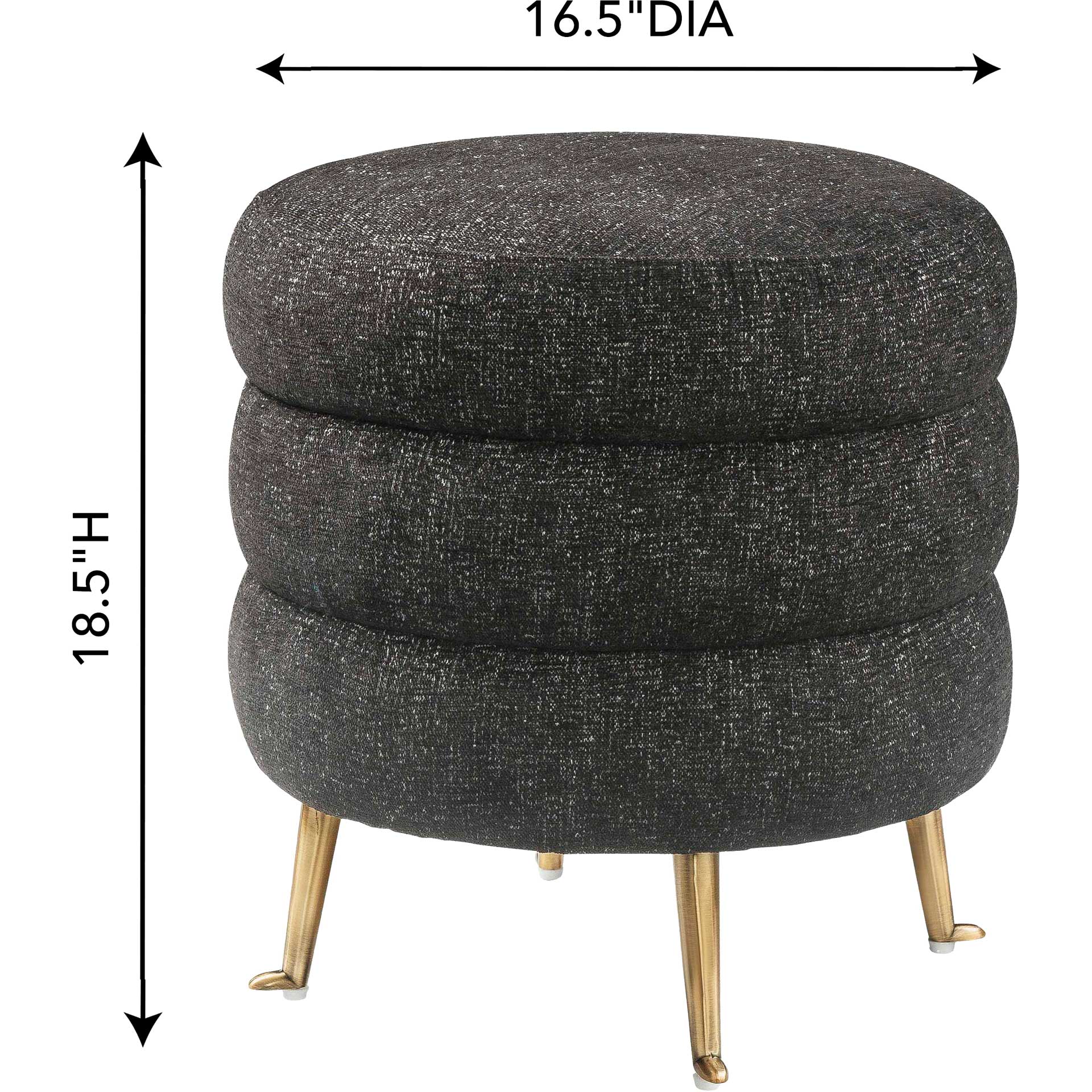 Lamar Tweed Ottoman Black - Image 5