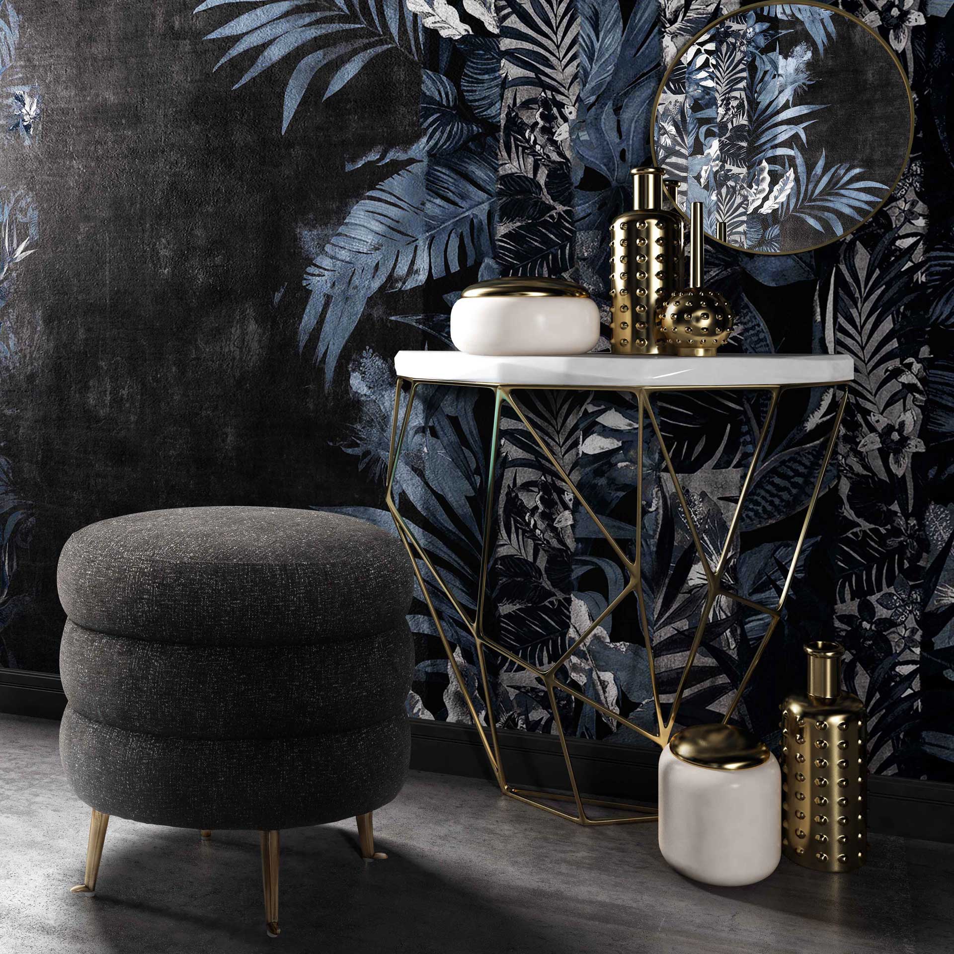 Lamar Tweed Ottoman Black - Image 6
