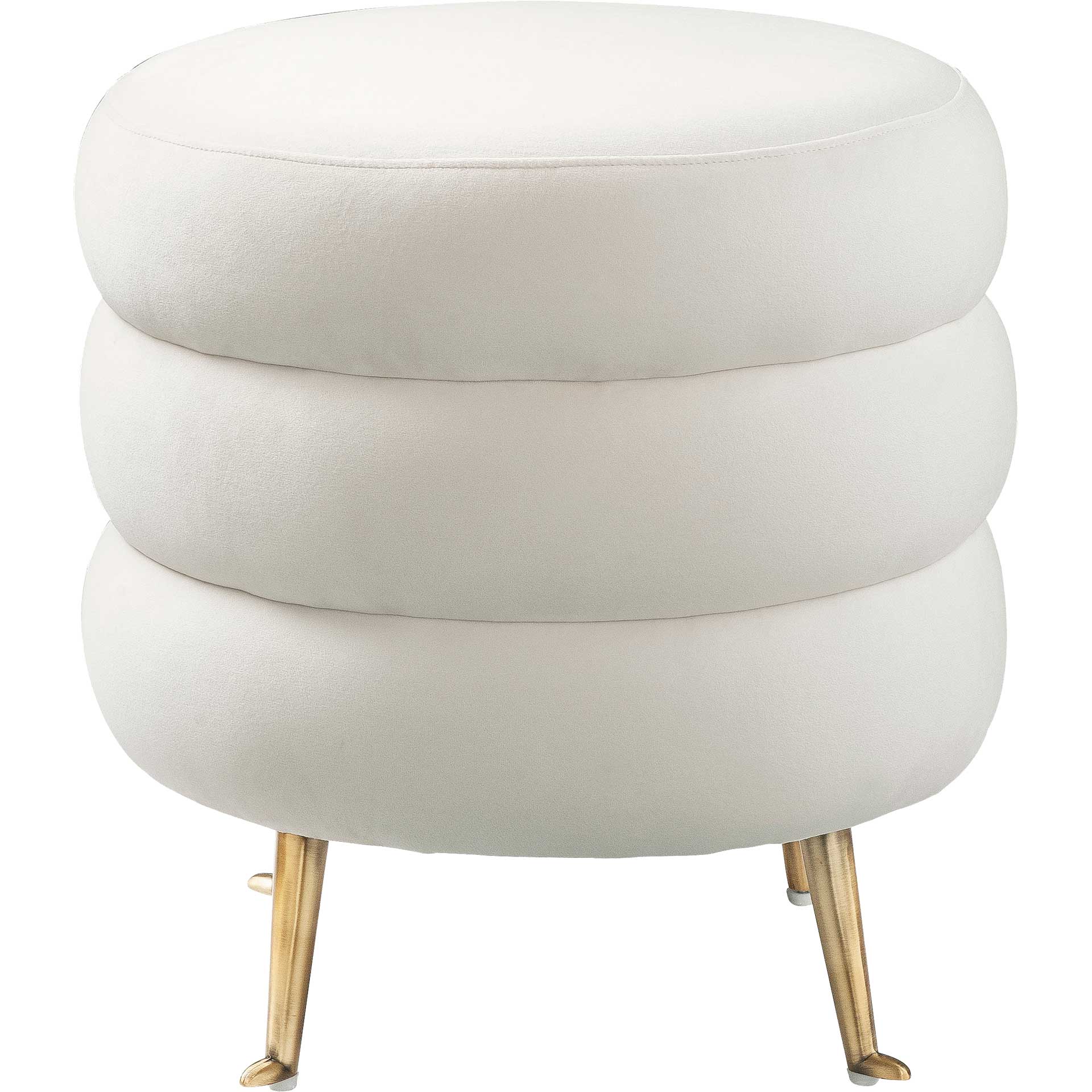 Lamar Velvet Ottoman Cream - Image 2