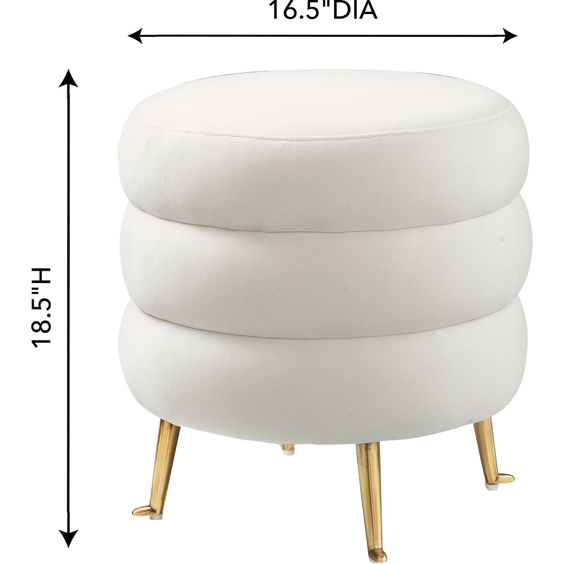Lamar Velvet Ottoman Cream - Image 4