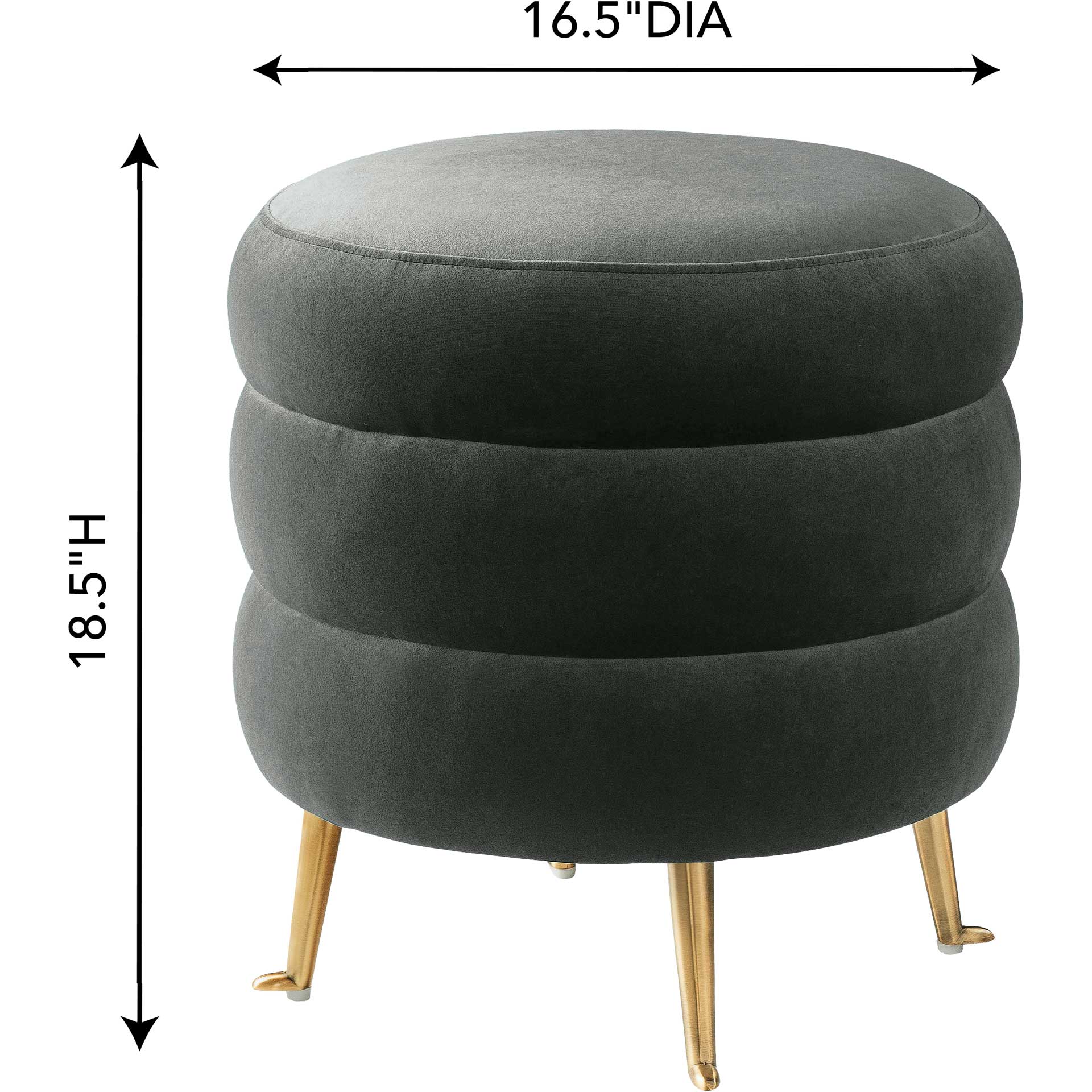 Lamar Velvet Ottoman Gray - Image 5