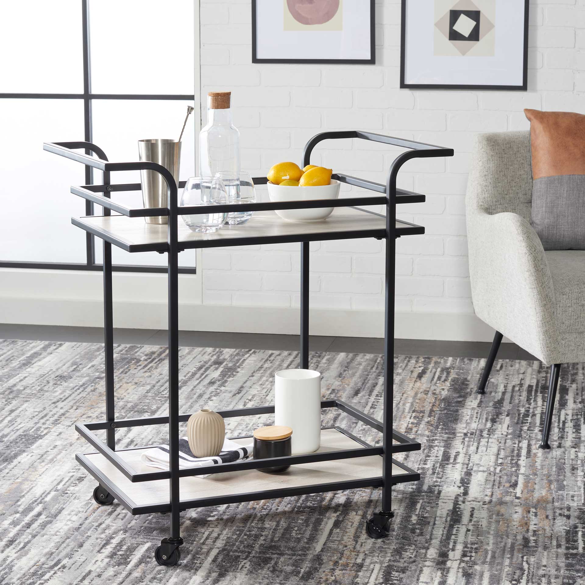 Lameka 2 Tier Bar Cart Matte Black/Gray - Image 5
