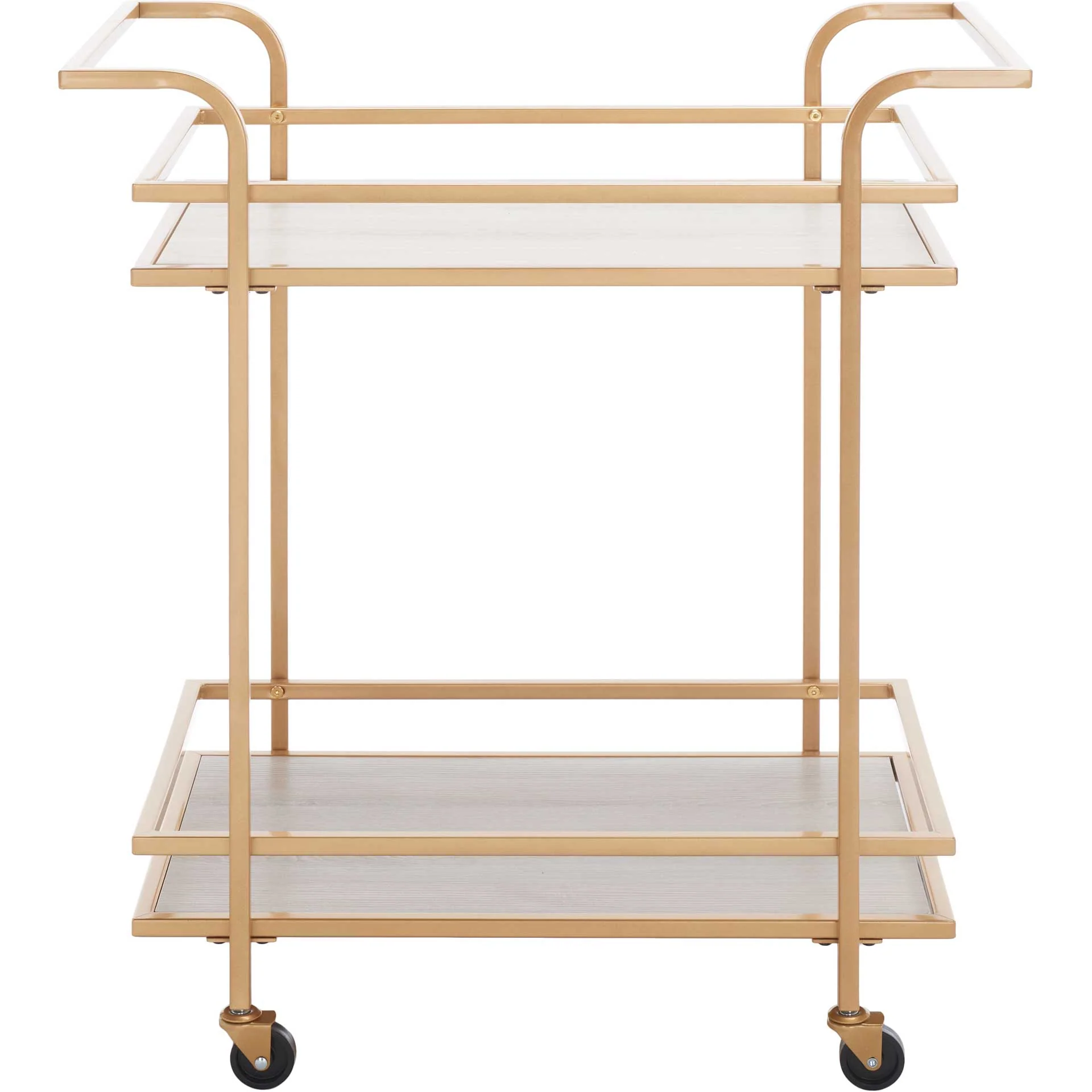 Lameka 2 Tier Bar Cart Matte Gold/Gray - Image 2