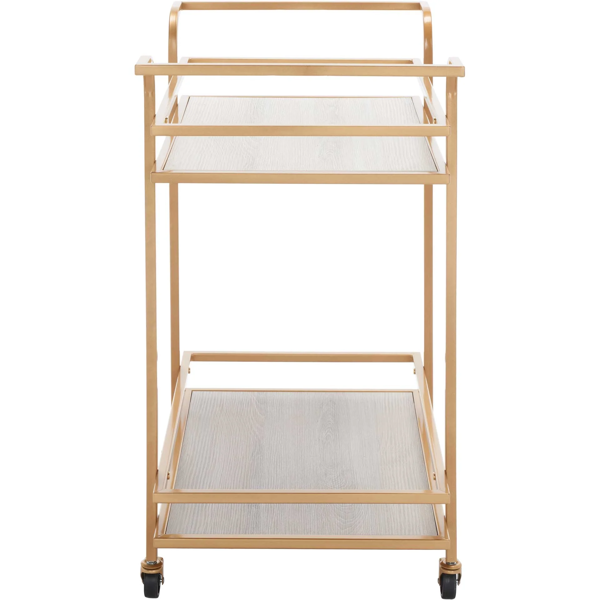 Lameka 2 Tier Bar Cart Matte Gold/Gray - Image 3