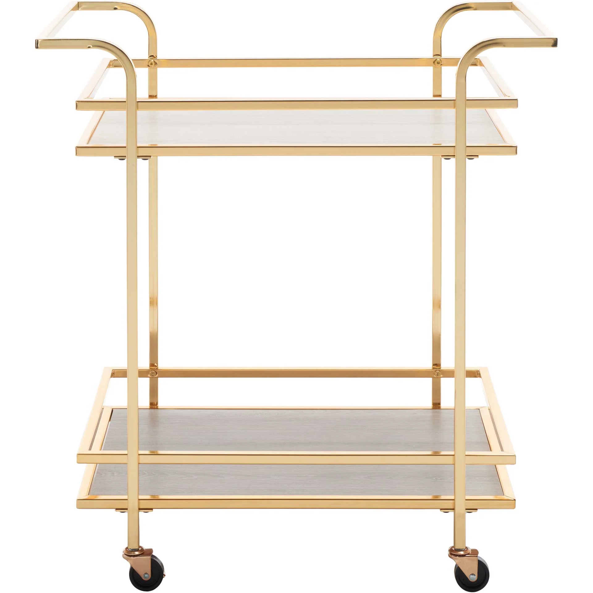 Lameka 2 Tier Bar Cart Polished Gold/Gray - Image 2