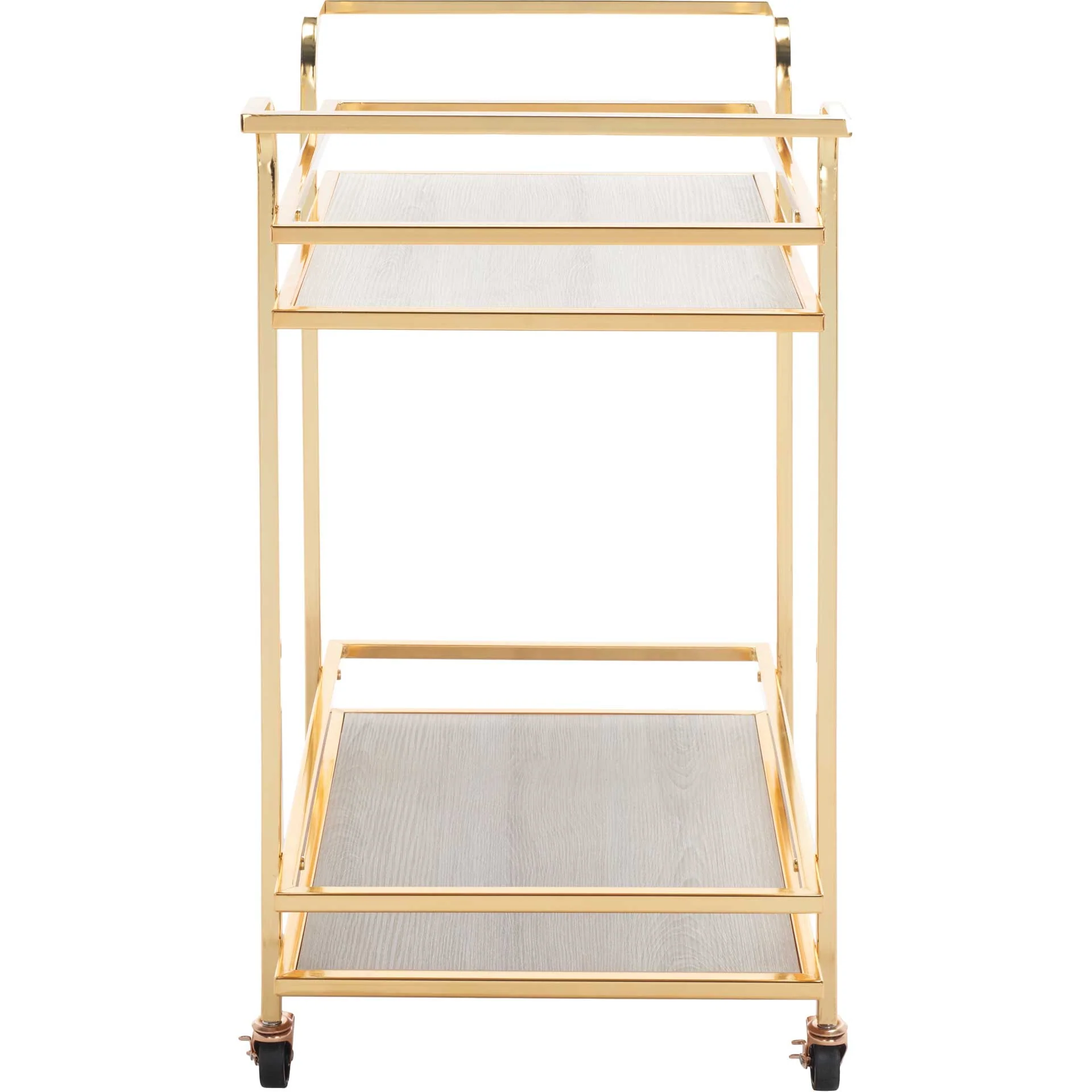 Lameka 2 Tier Bar Cart Polished Gold/Gray - Image 3