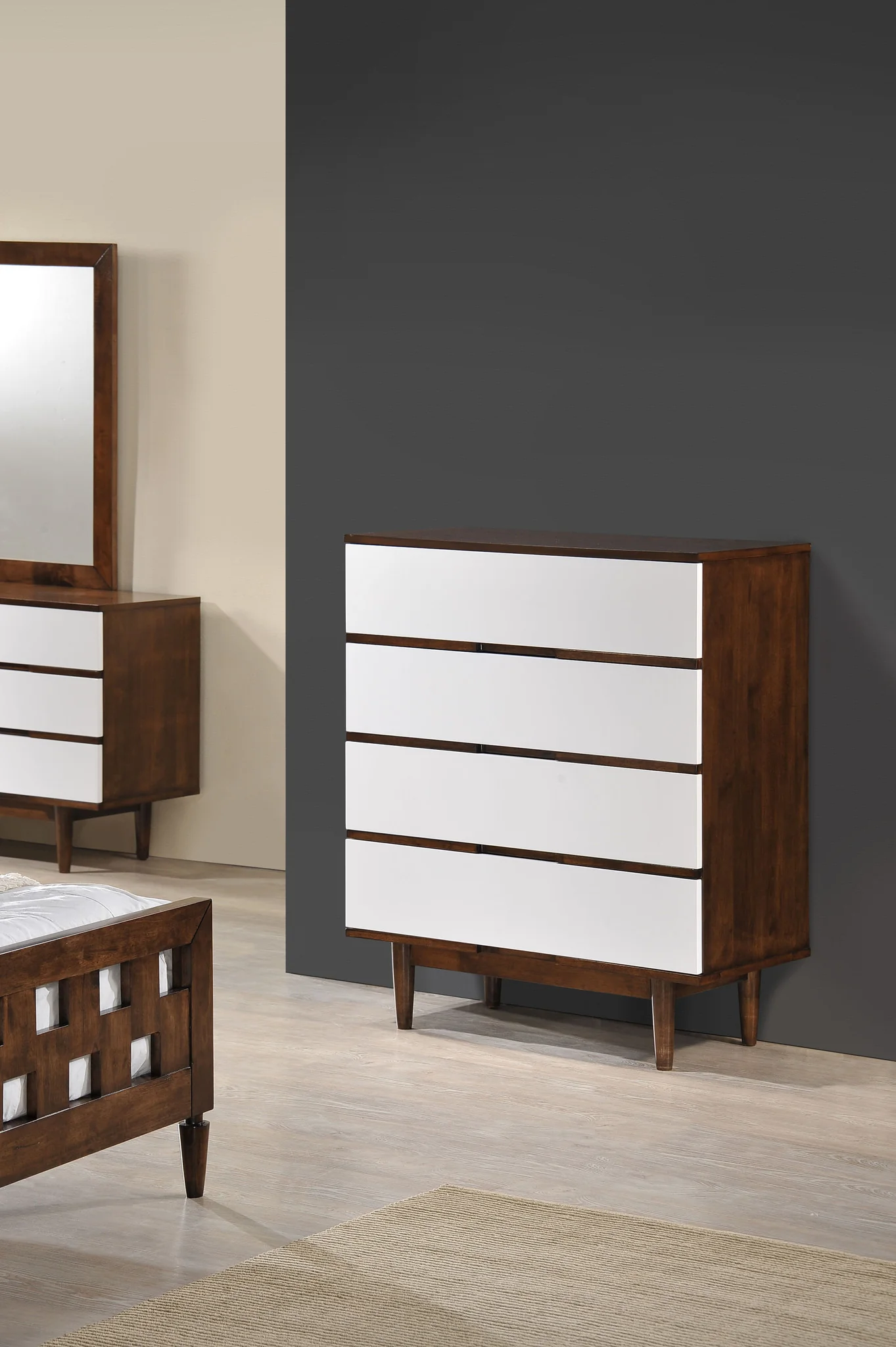 Lan High Chest Walnut & White - Image 5