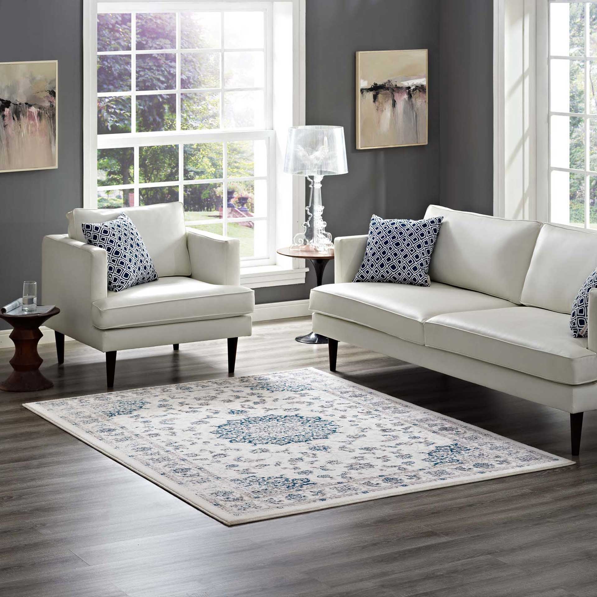 Lancaster Area Rug Ivory/Moroccan Blue - Image 7