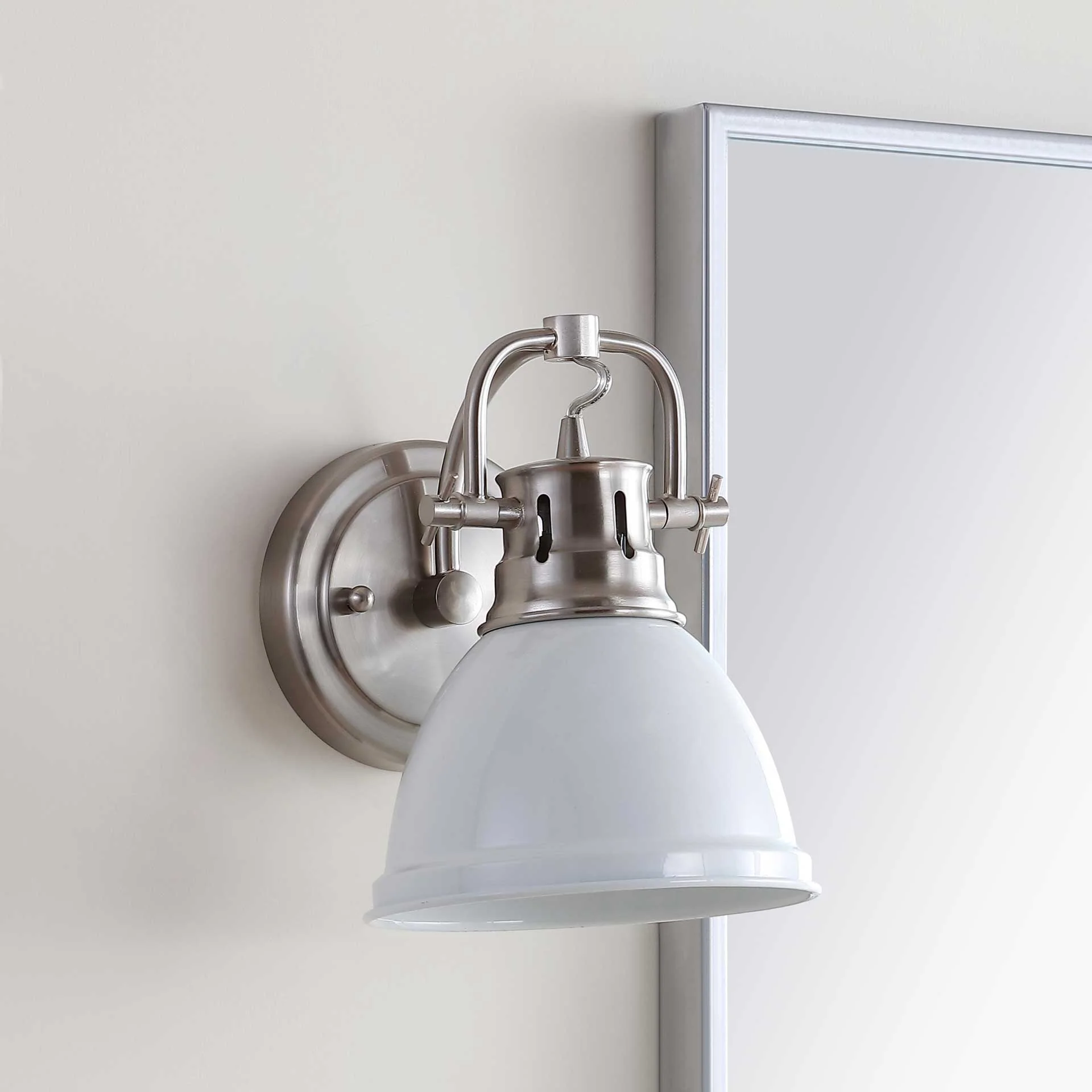 Landon Bathroom Sconce Brush Nickel/White - Image 3