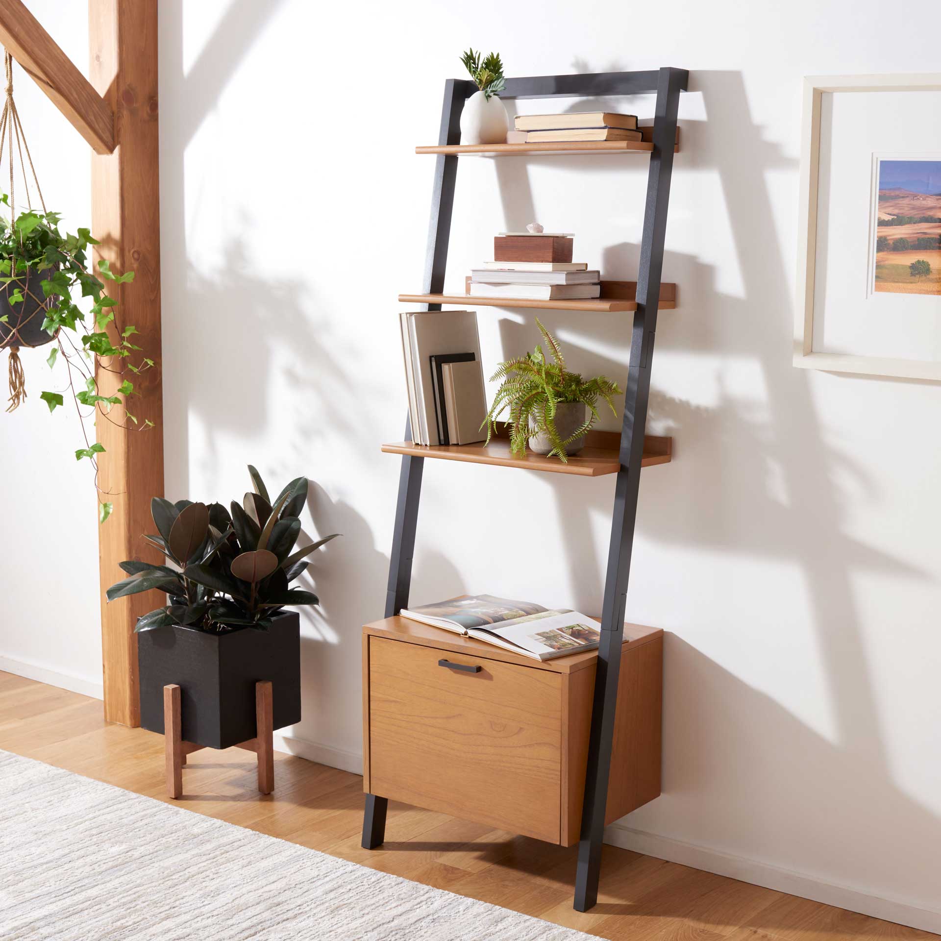 Landria 3 Shelf 1 Door Etagere Natural/Charcoal - Image 8