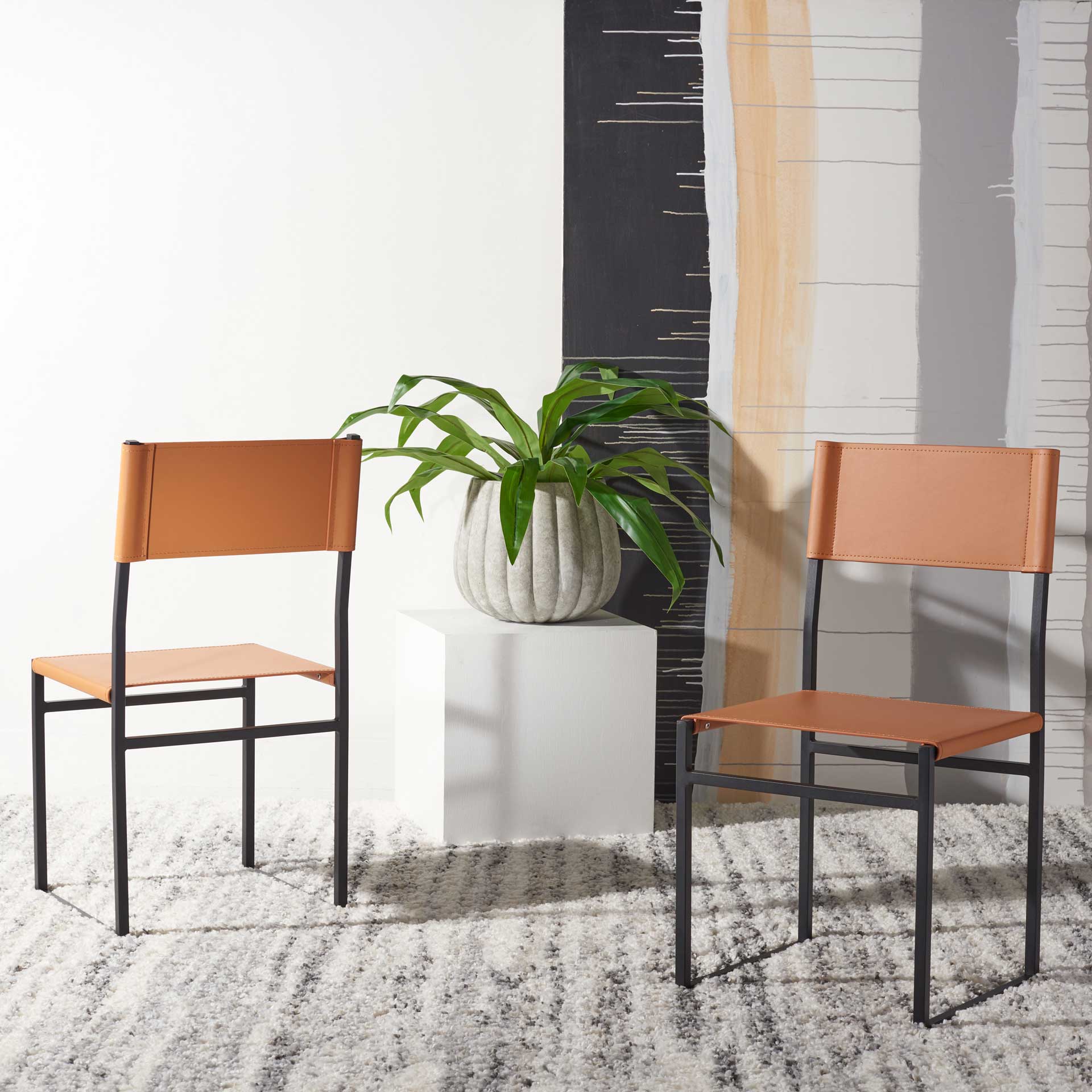 Landry Dining Chairs Cognac/Black (Set of 2) - Image 5