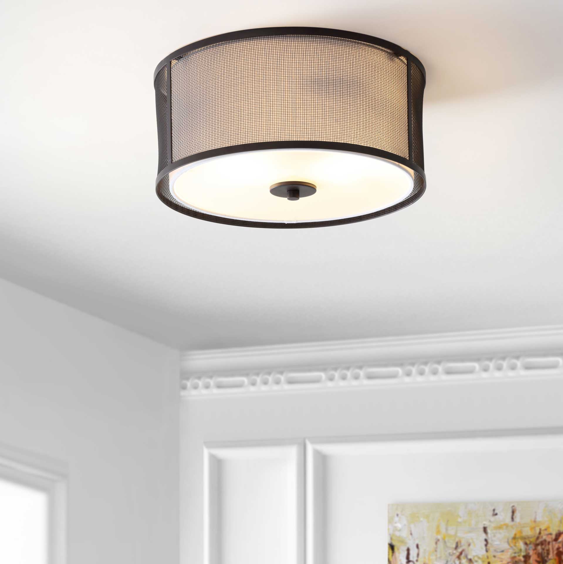 Landry Flush Mount Dark Gray/White - Image 4