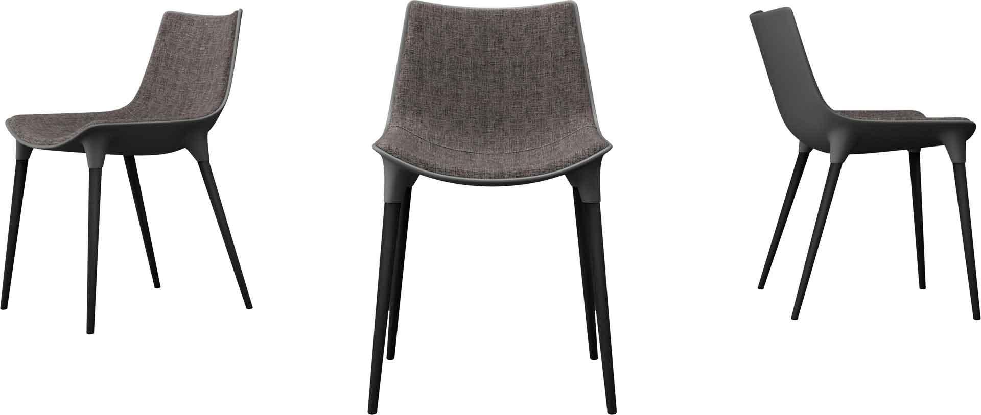 Langham Fabric Dining Chair Graphite/Black Oak - Image 2