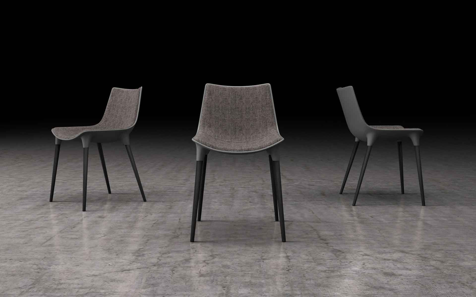 Langham Fabric Dining Chair Graphite/Black Oak - Image 3