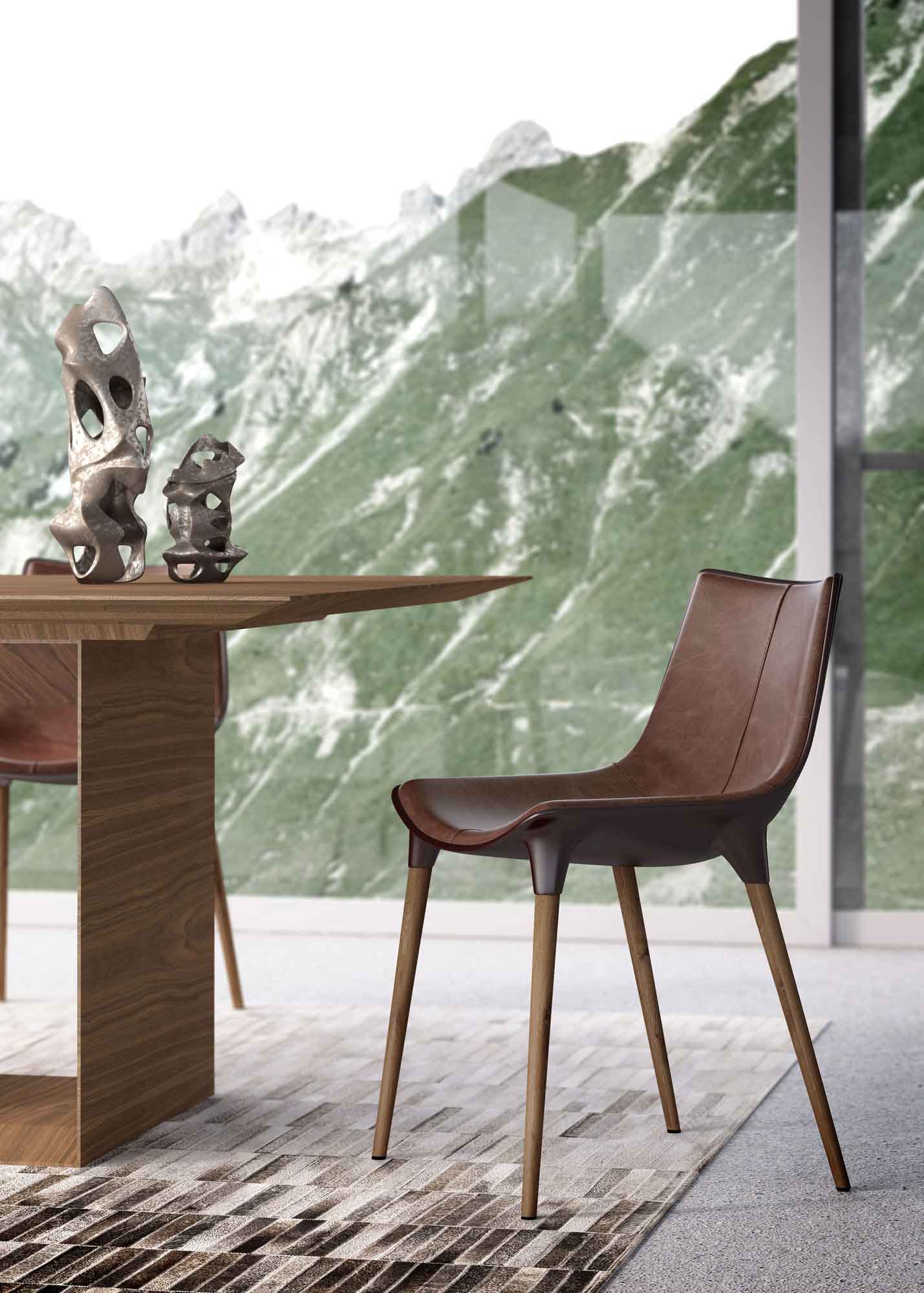 Langham Leather Dining Chair Aged Mocha/Dark Teak - Image 3