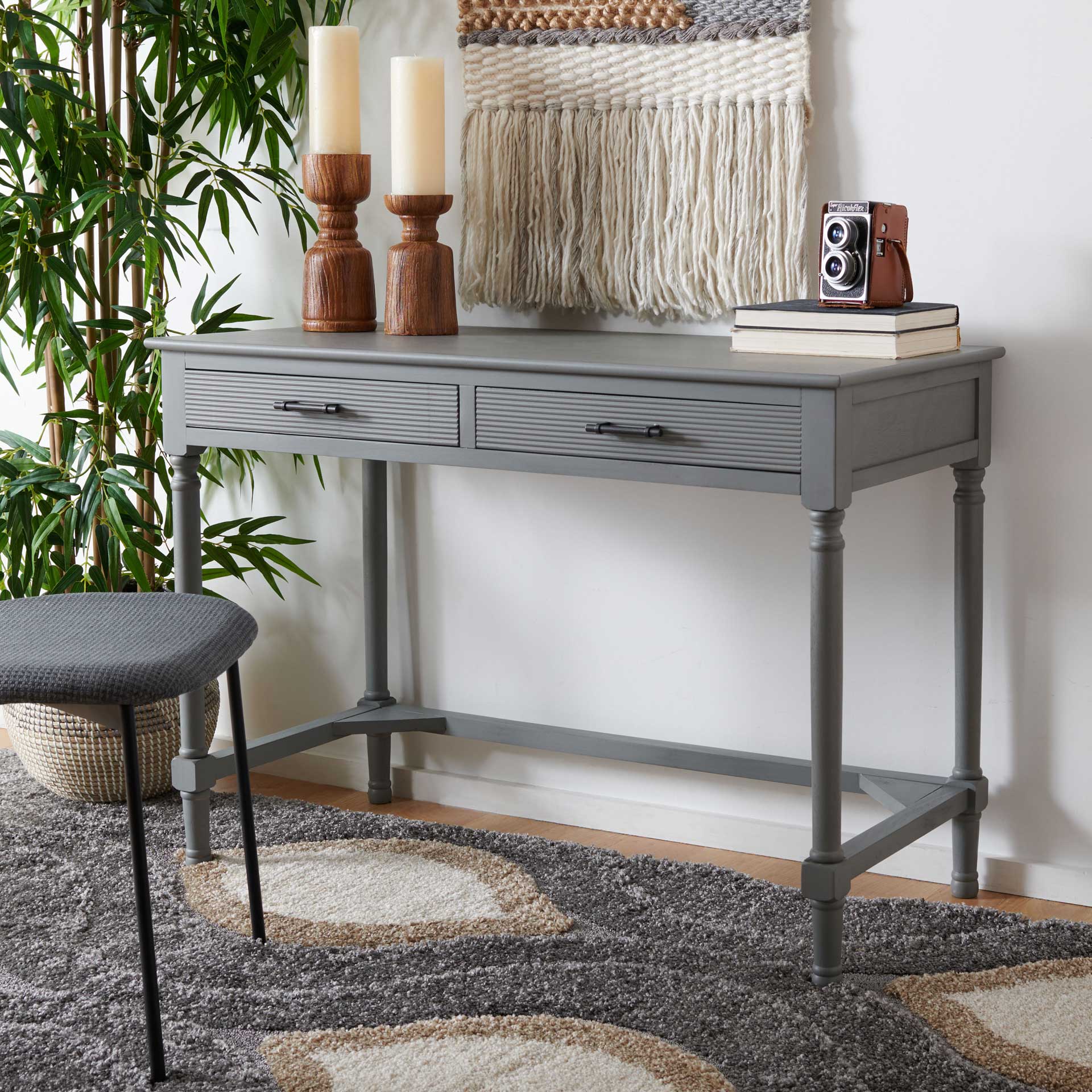Lani 2 Drawer Desk Distressed Gray - Image 4