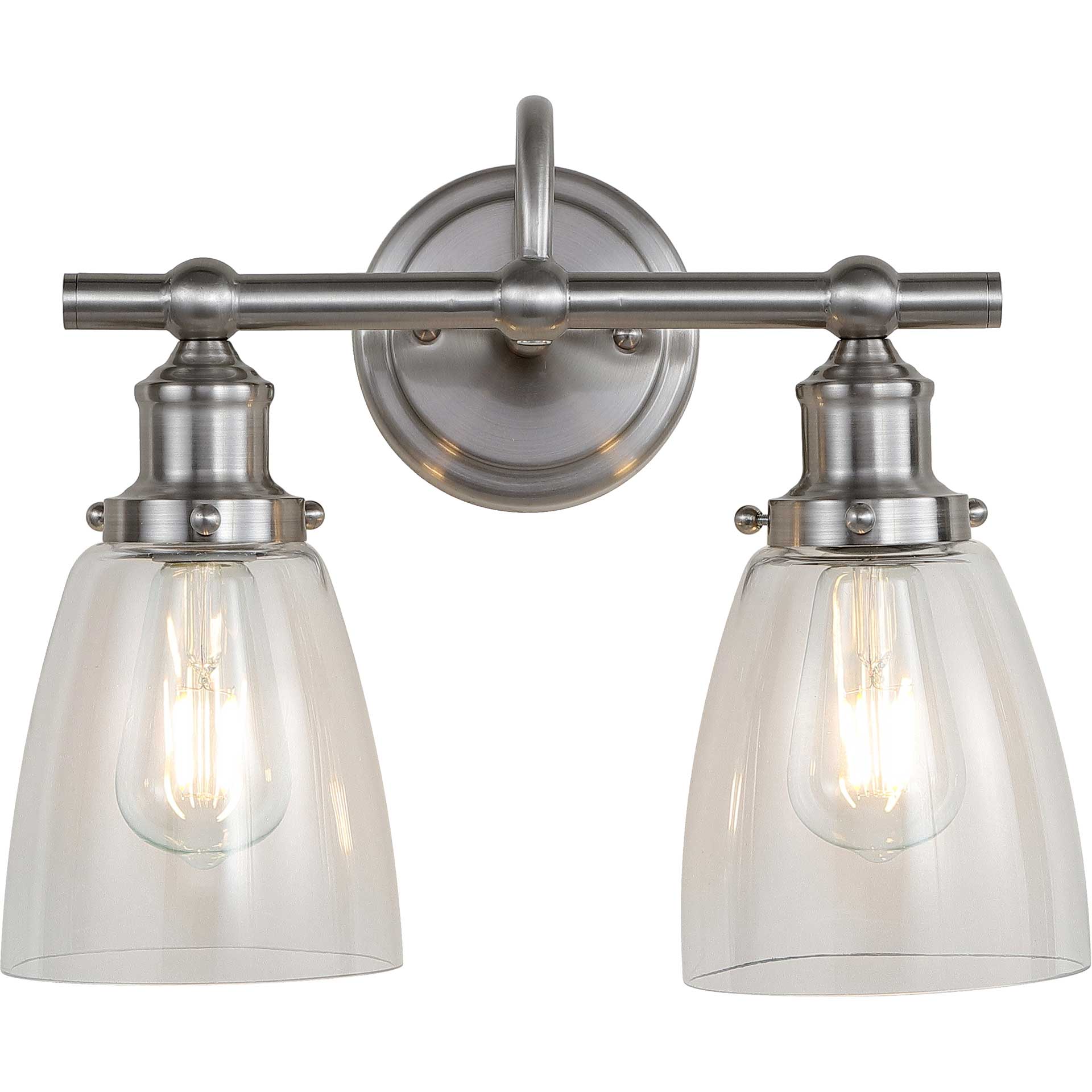 Lankton Two Light Bathroom Sconce Brush Nickel/Clear - Image 2