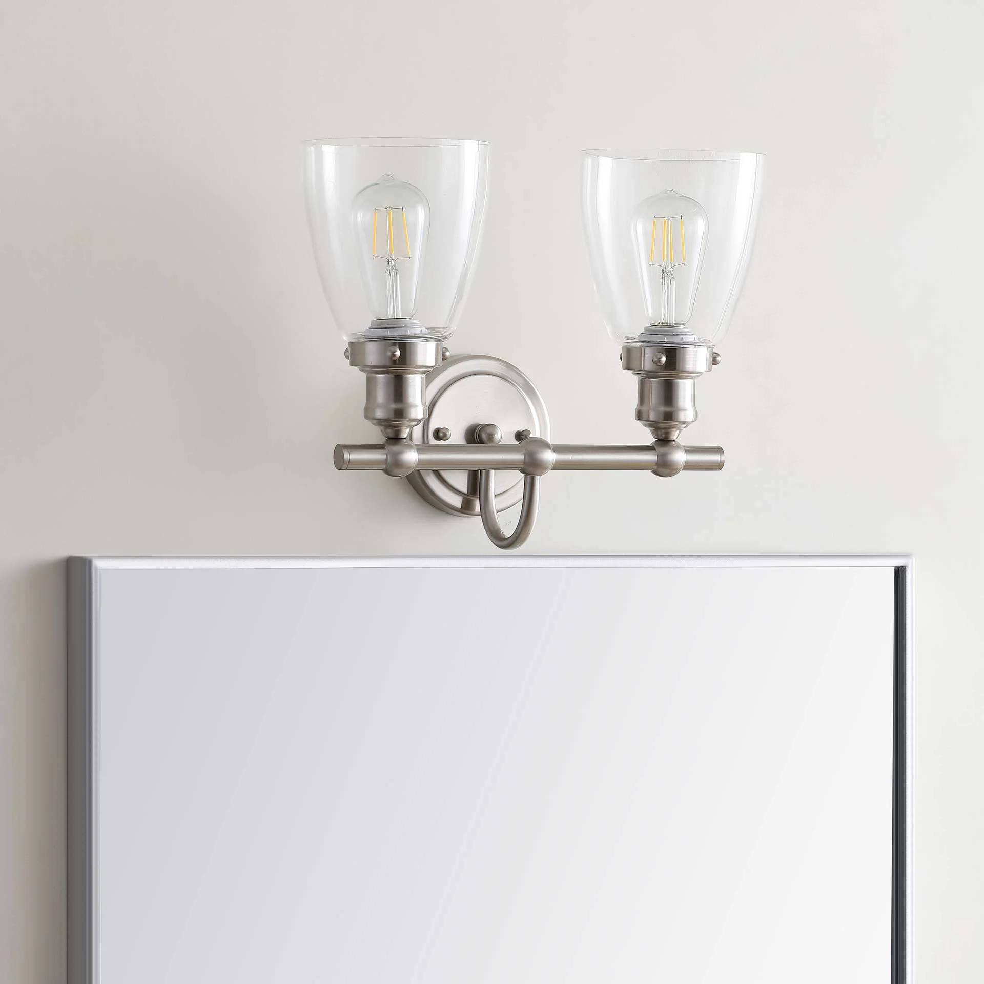 Lankton Two Light Bathroom Sconce Brush Nickel/Clear - Image 3