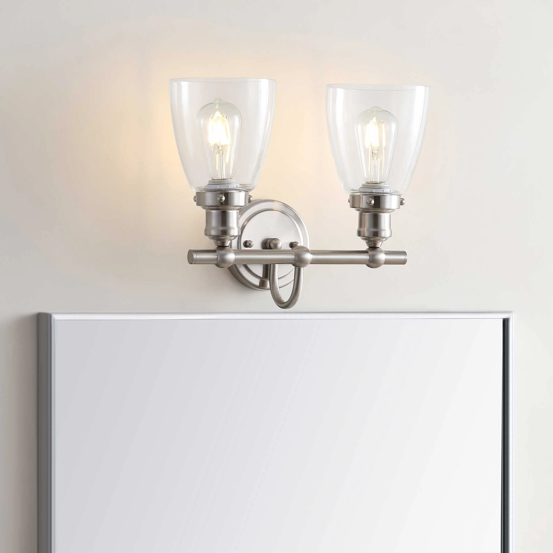 Lankton Two Light Bathroom Sconce Brush Nickel/Clear - Image 4