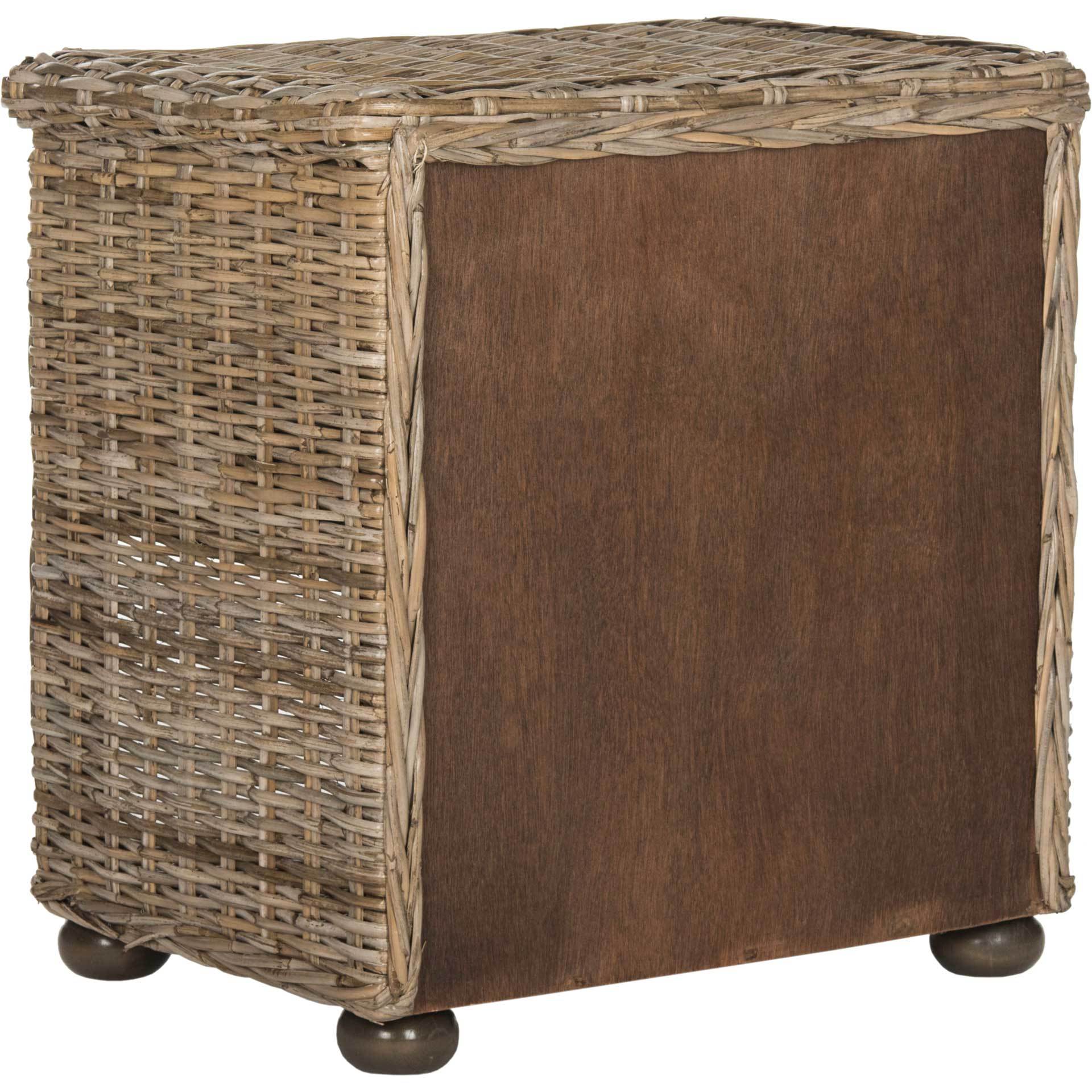 Lara Natural Gray Wicker Nightstand - Image 4
