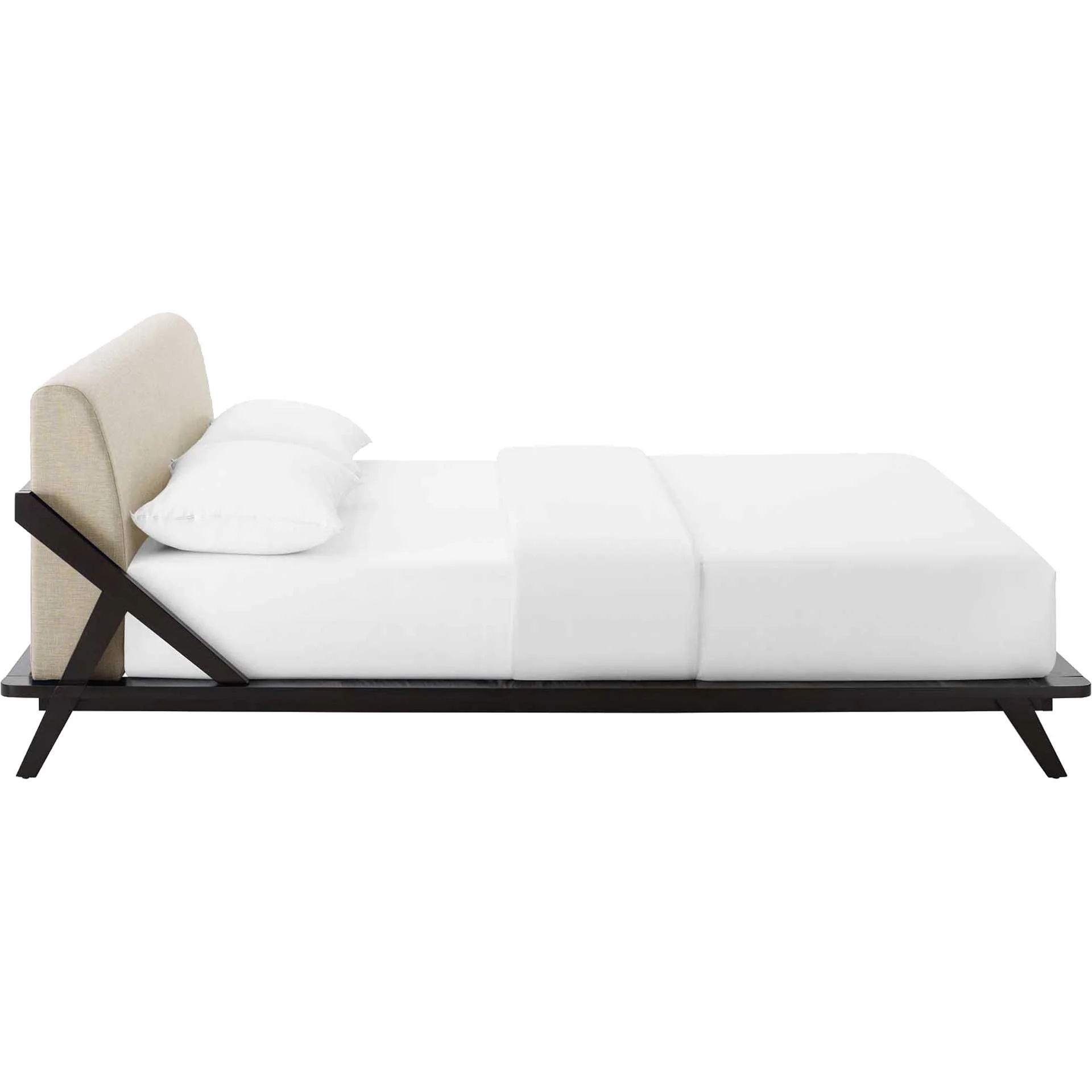Larry Fabric Platform Bed Cappuccino/Beige - Image 3