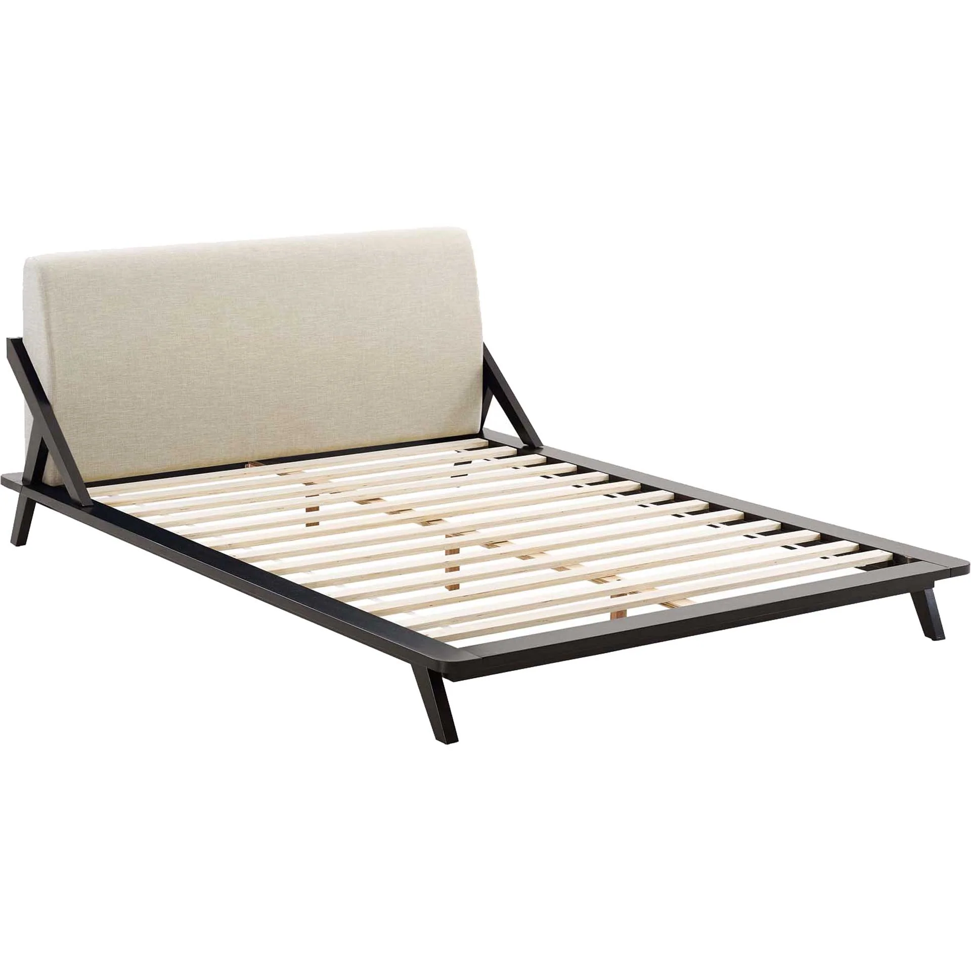 Larry Fabric Platform Bed Cappuccino/Beige - Image 4