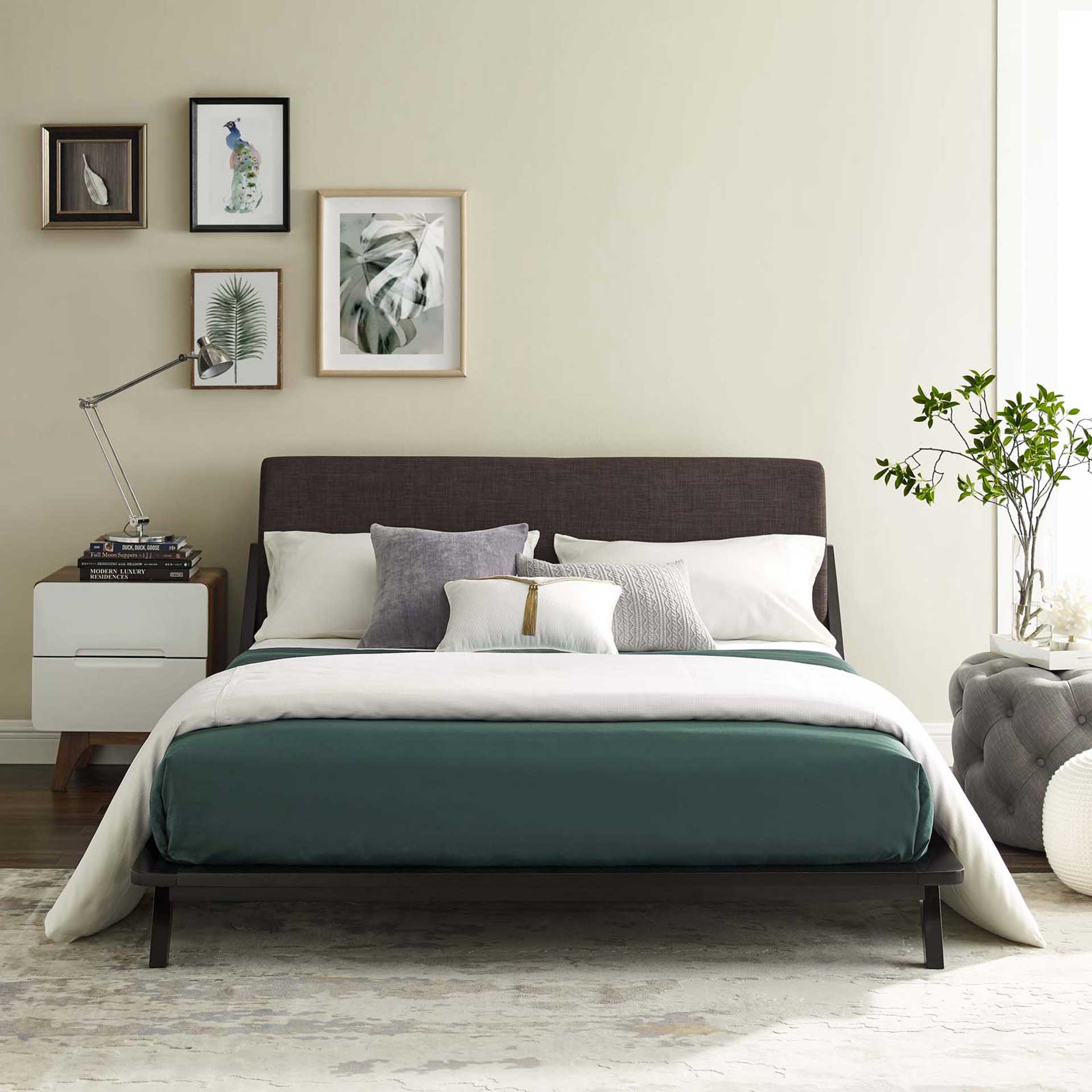 Larry Fabric Platform Bed Cappuccino/Brown - Image 5