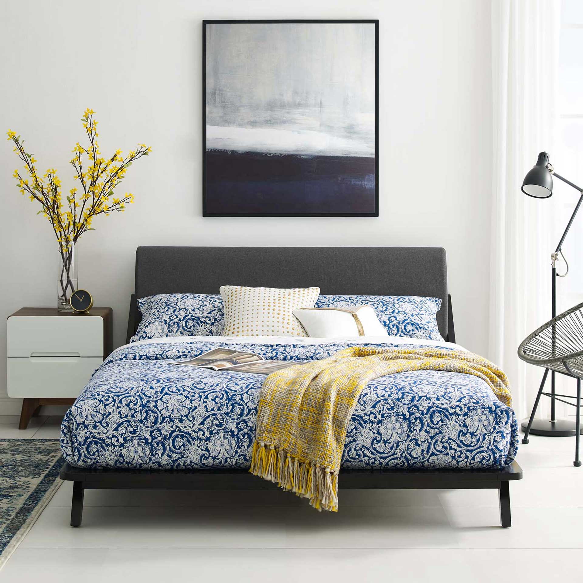 Larry Fabric Platform Bed Cappuccino/Gray - Image 5
