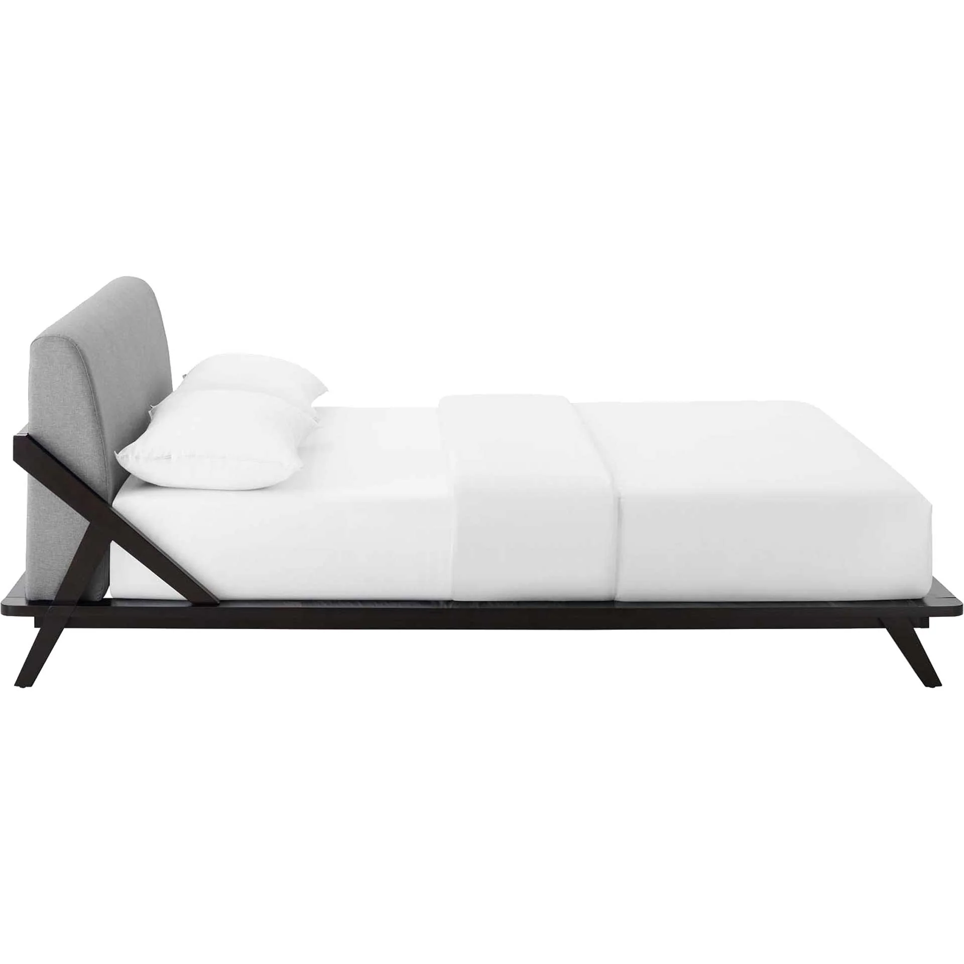 Larry Fabric Platform Bed Cappuccino/Light Gray - Image 3