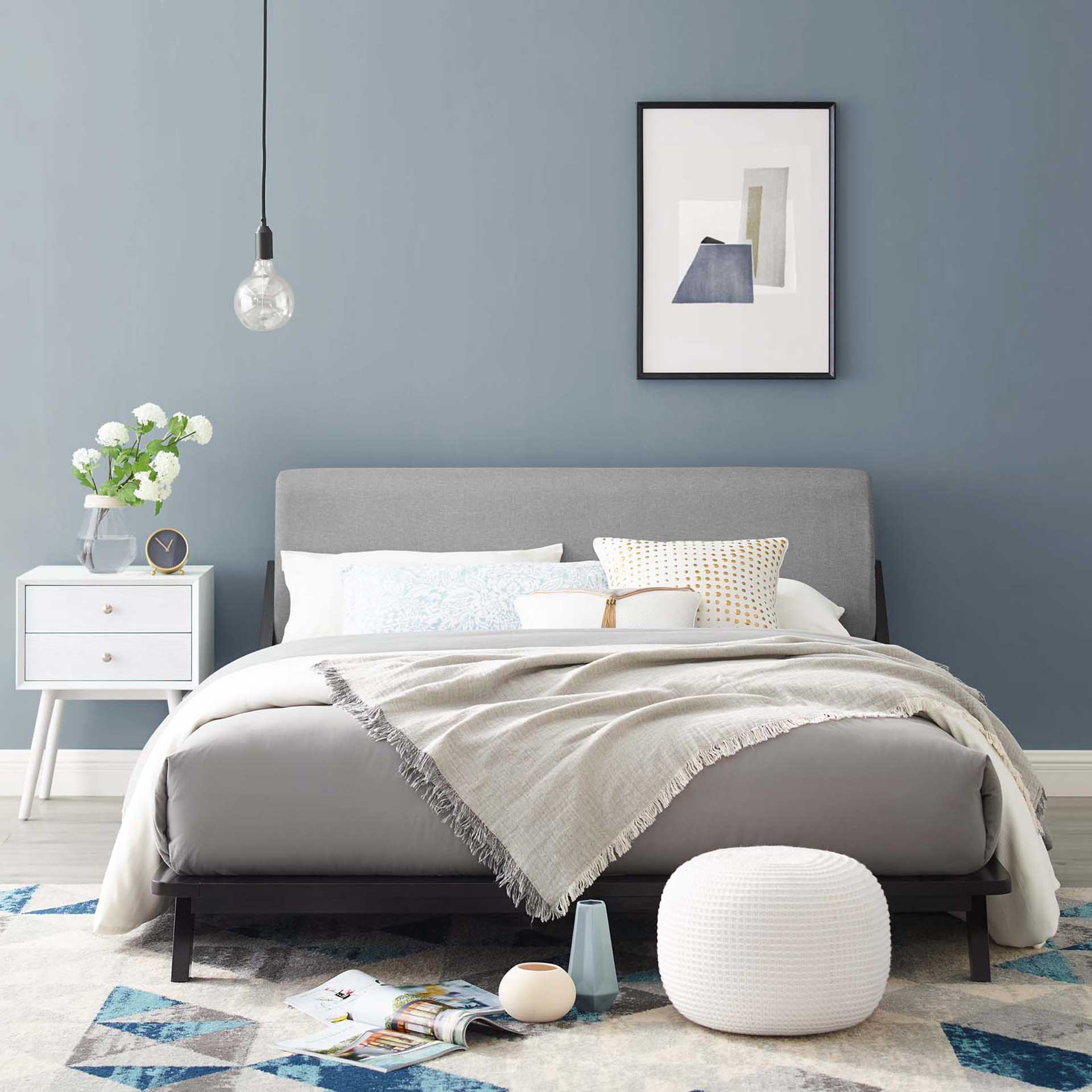Larry Fabric Platform Bed Cappuccino/Light Gray - Image 5