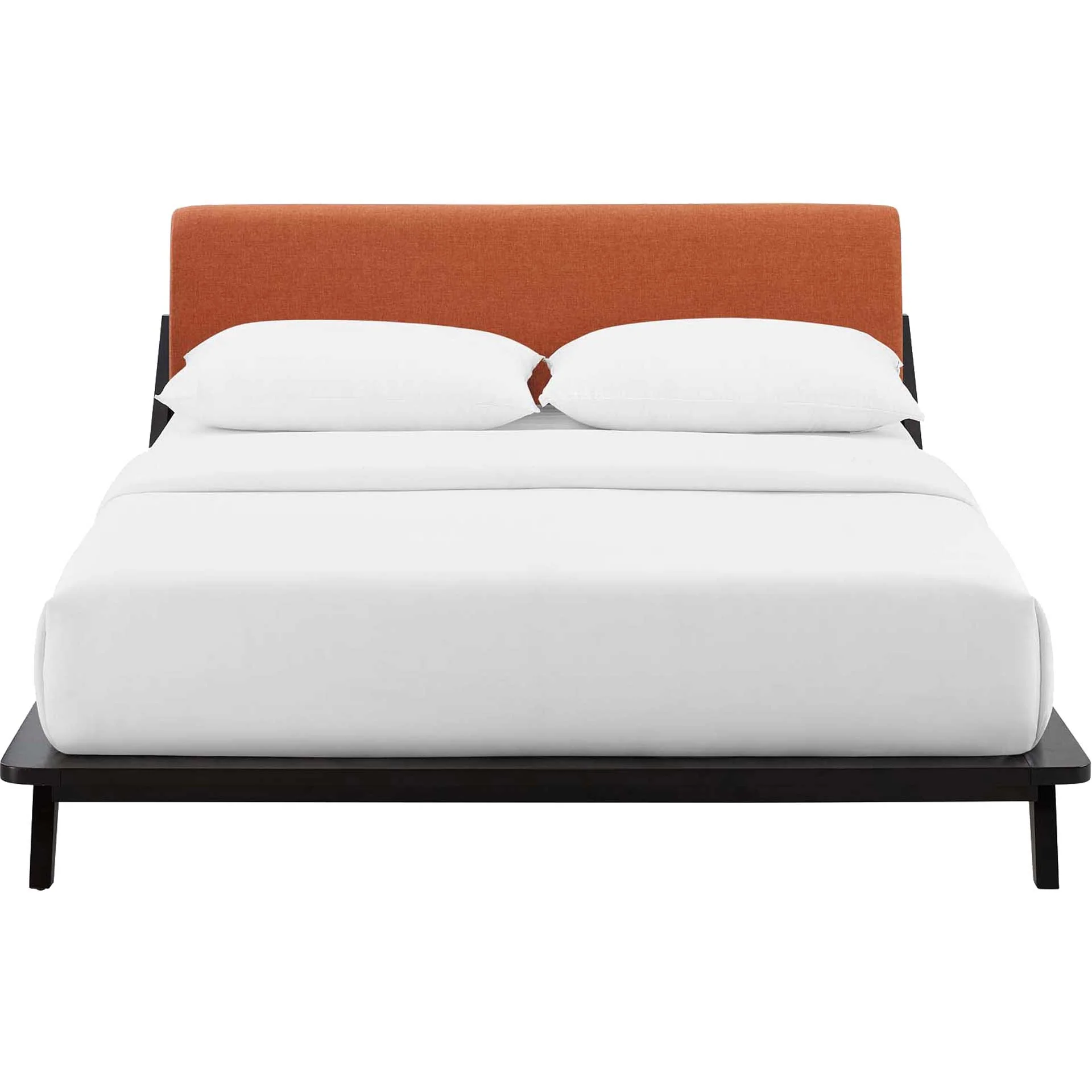 Larry Fabric Platform Bed Cappuccino/Orange - Image 2
