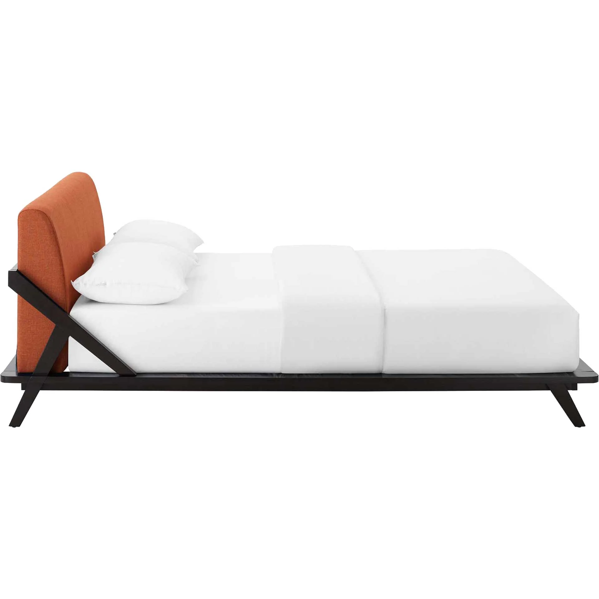 Larry Fabric Platform Bed Cappuccino/Orange - Image 3