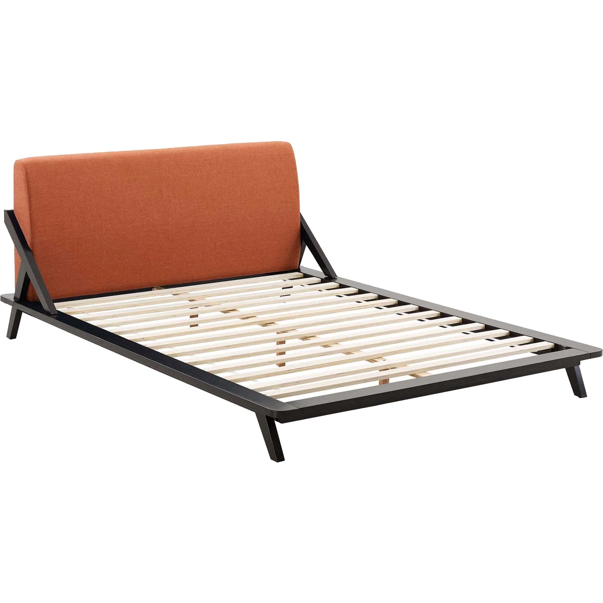 Larry Fabric Platform Bed Cappuccino/Orange - Image 4