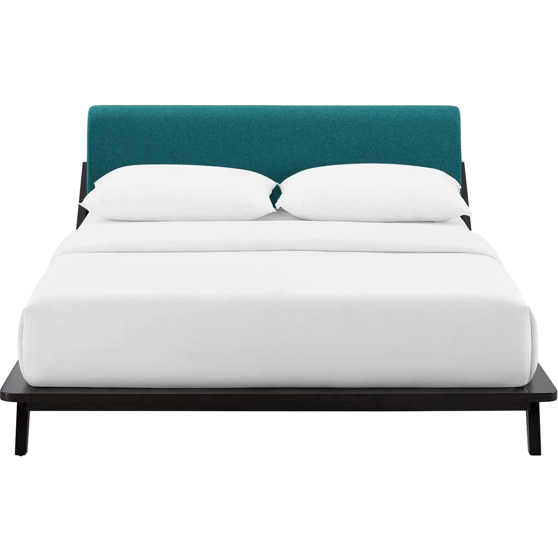 Larry Fabric Platform Bed Cappuccino/Teal - Image 2