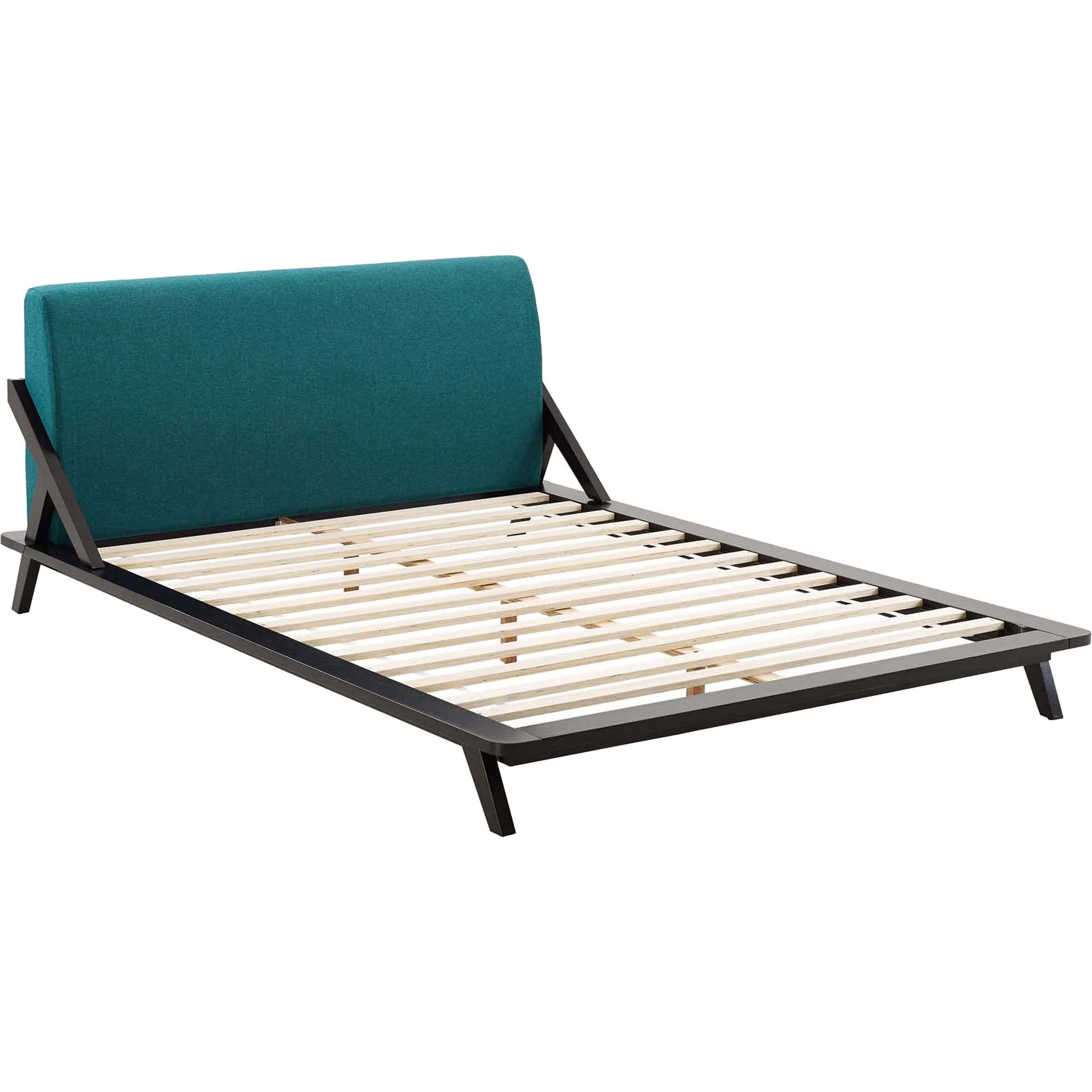 Larry Fabric Platform Bed Cappuccino/Teal - Image 4