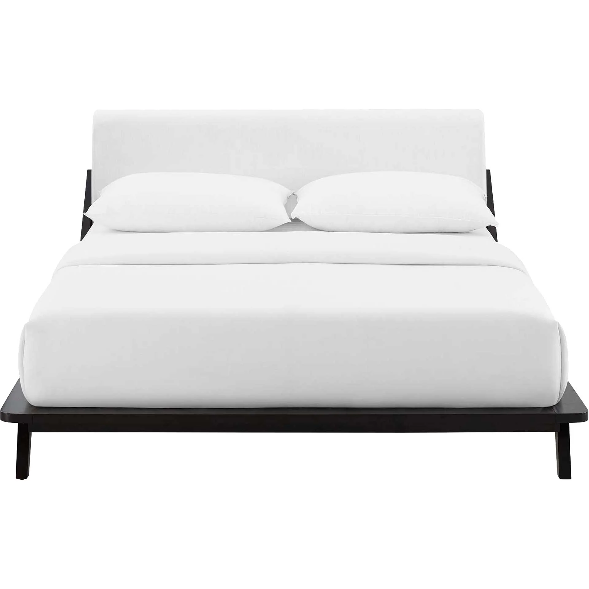 Larry Fabric Platform Bed Cappuccino/White - Image 2