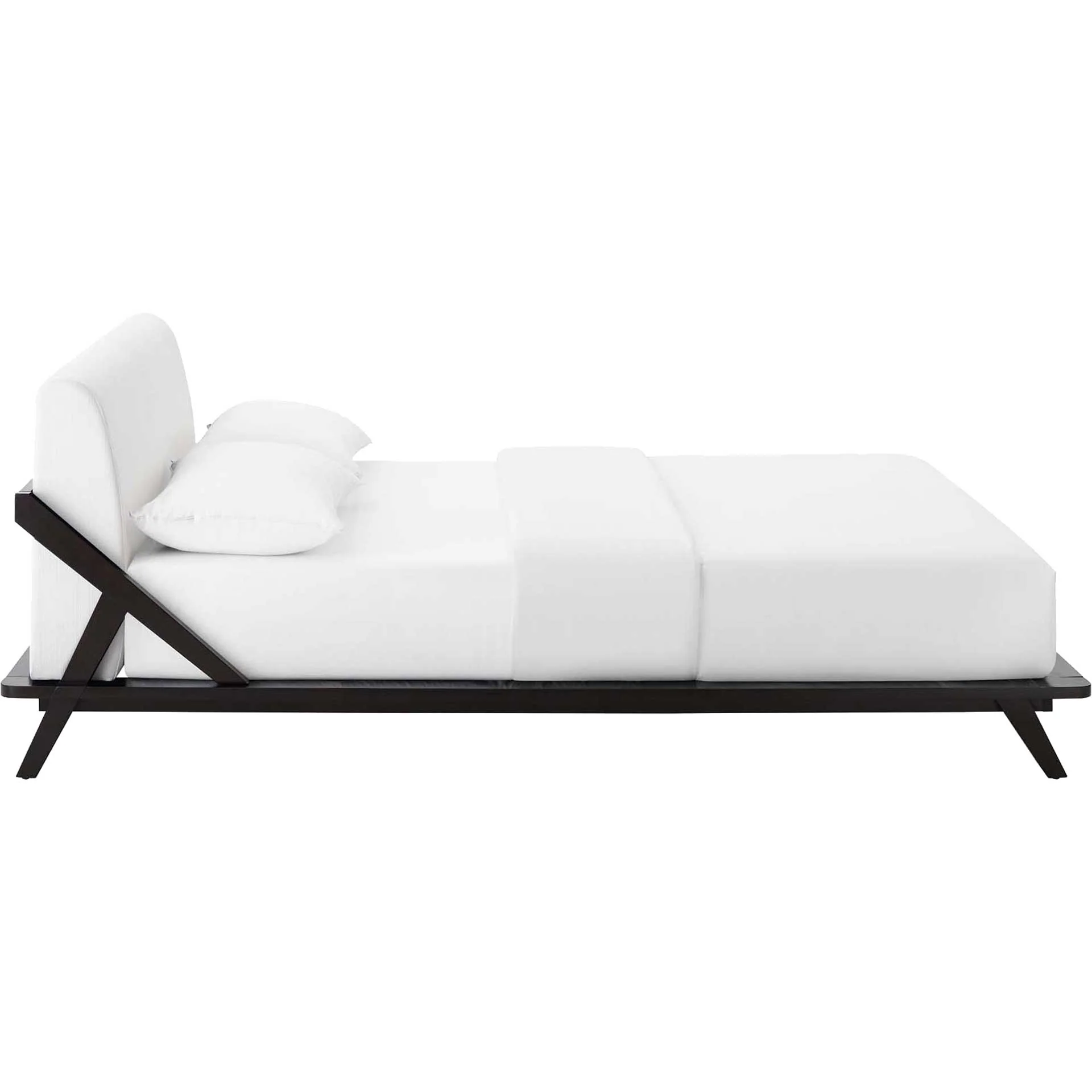 Larry Fabric Platform Bed Cappuccino/White - Image 3