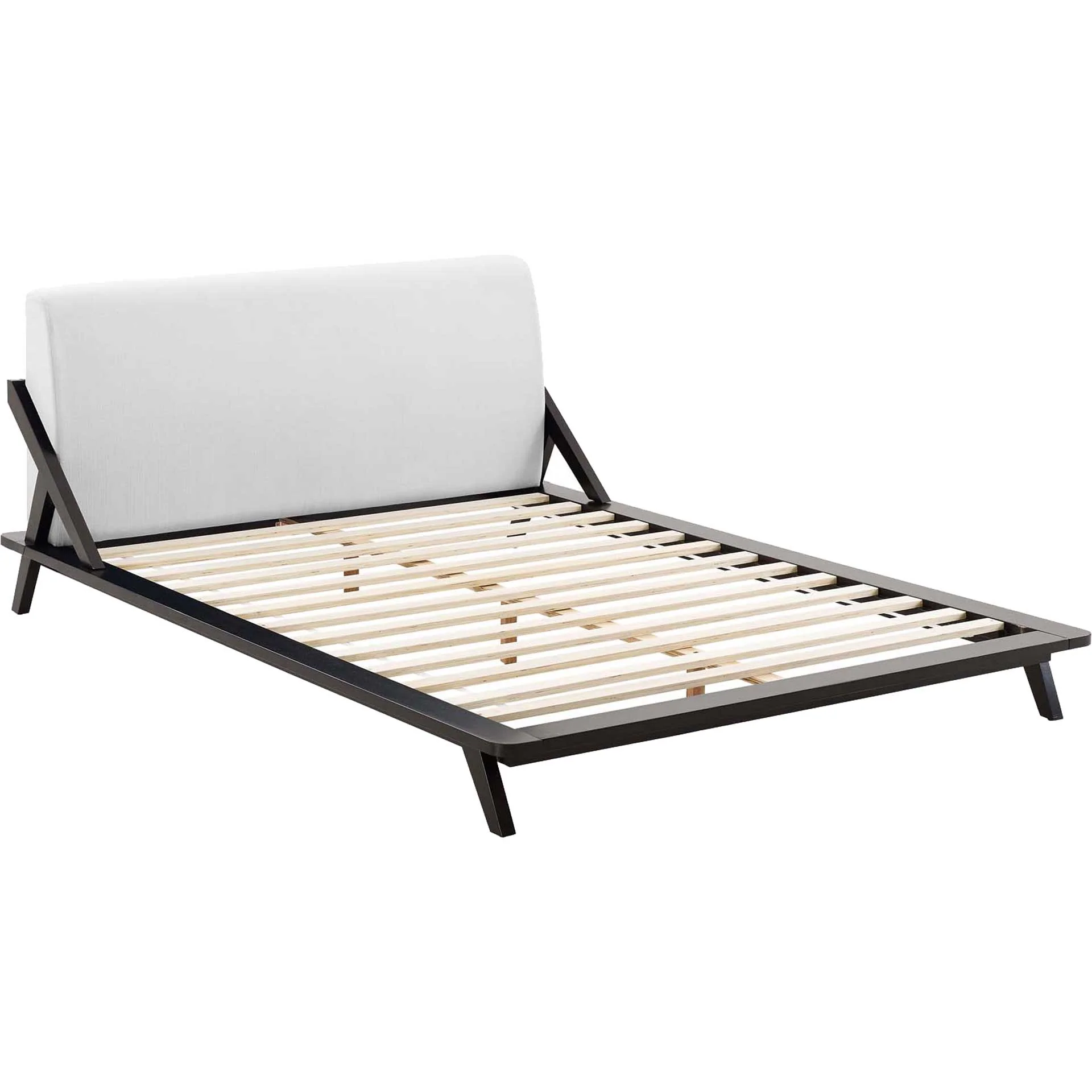 Larry Fabric Platform Bed Cappuccino/White - Image 4