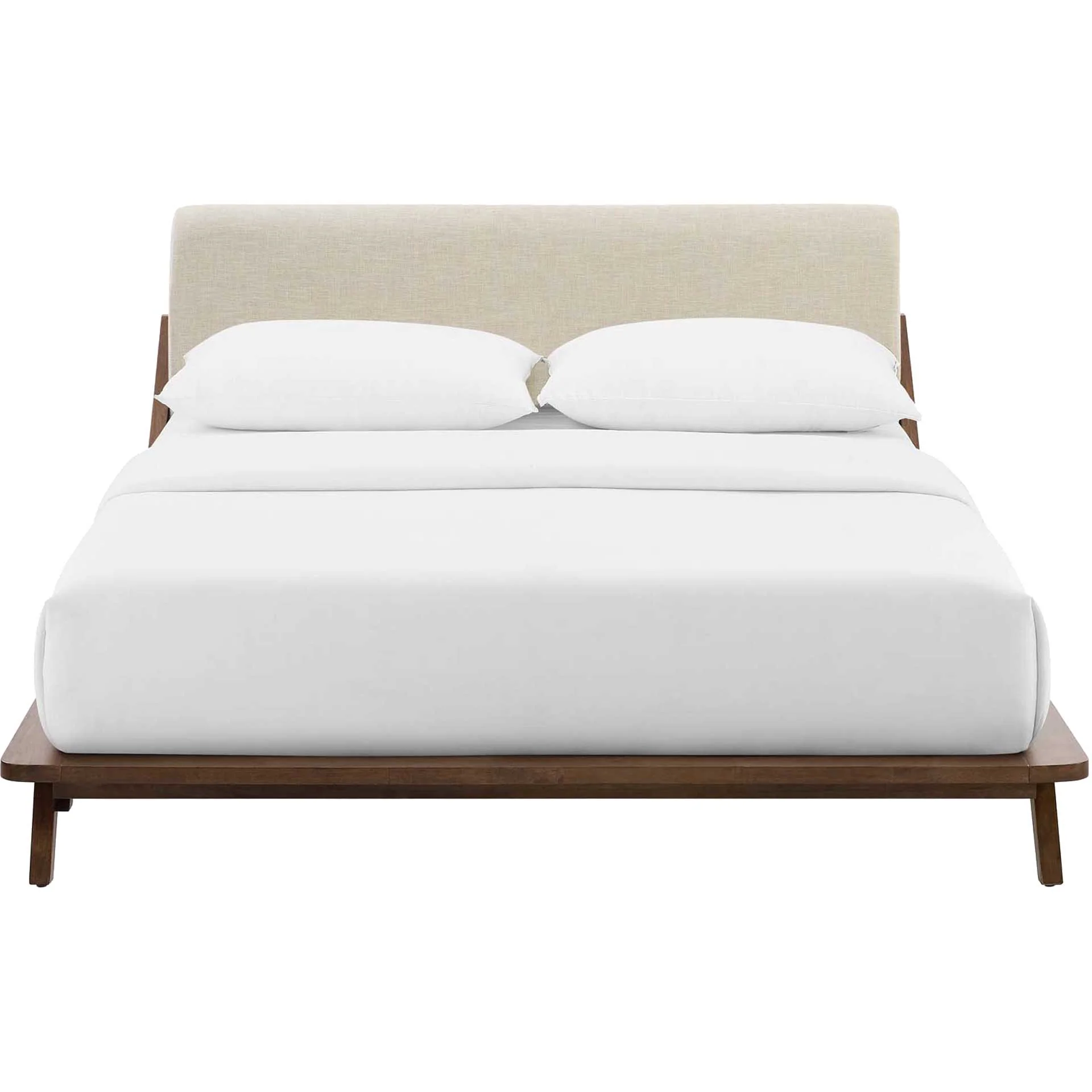 Larry Fabric Platform Bed Walnut/Beige - Image 2