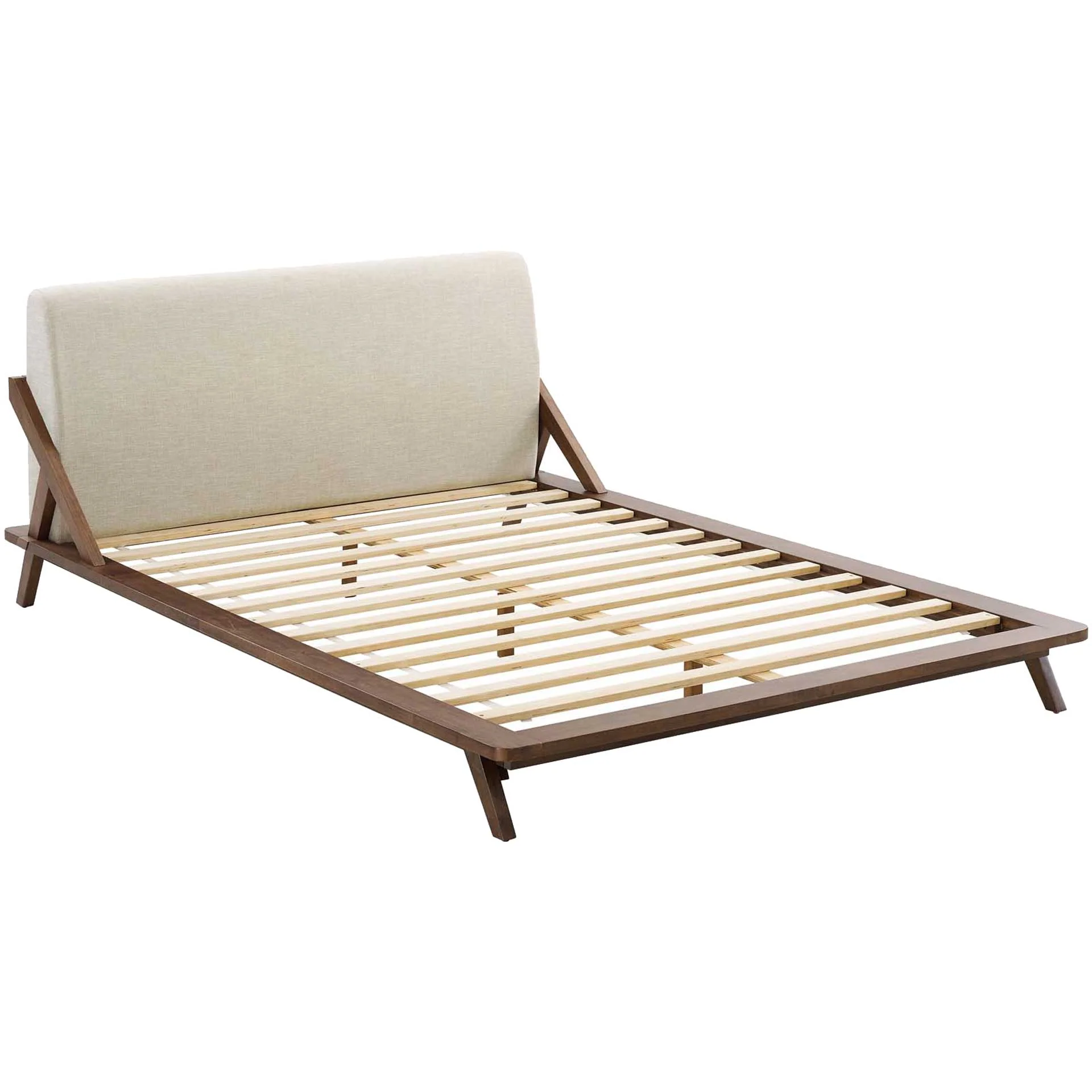 Larry Fabric Platform Bed Walnut/Beige - Image 4