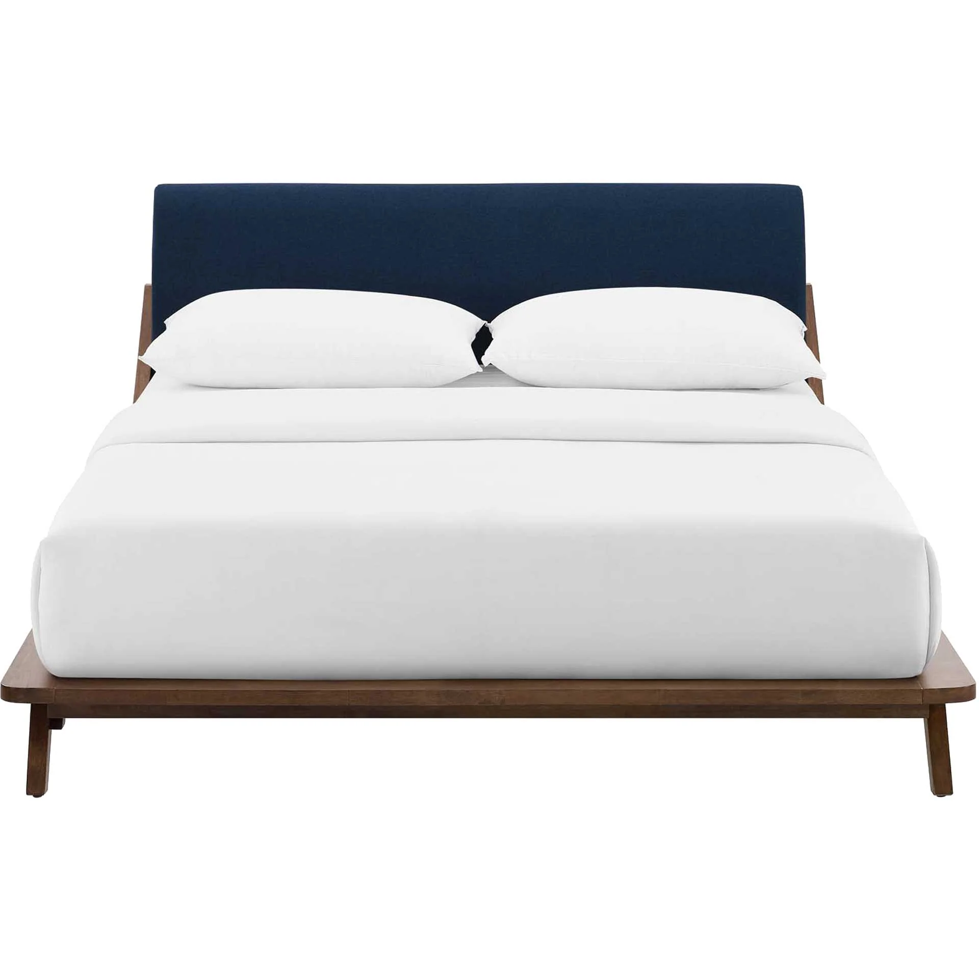 Larry Fabric Platform Bed Walnut/Blue - Image 2
