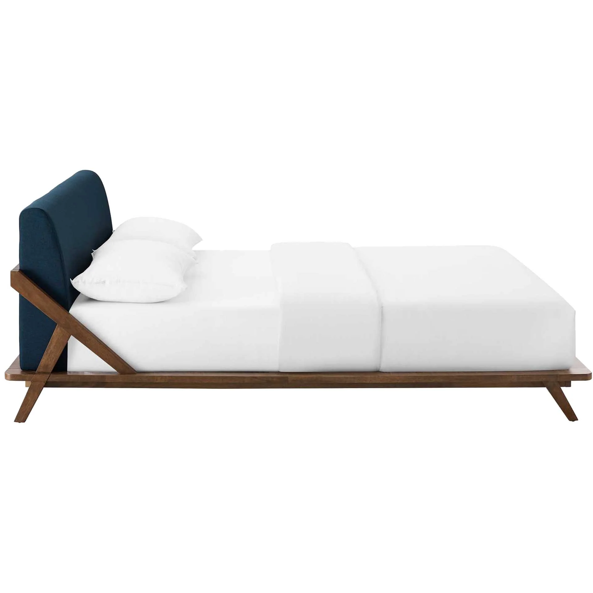 Larry Fabric Platform Bed Walnut/Blue - Image 3