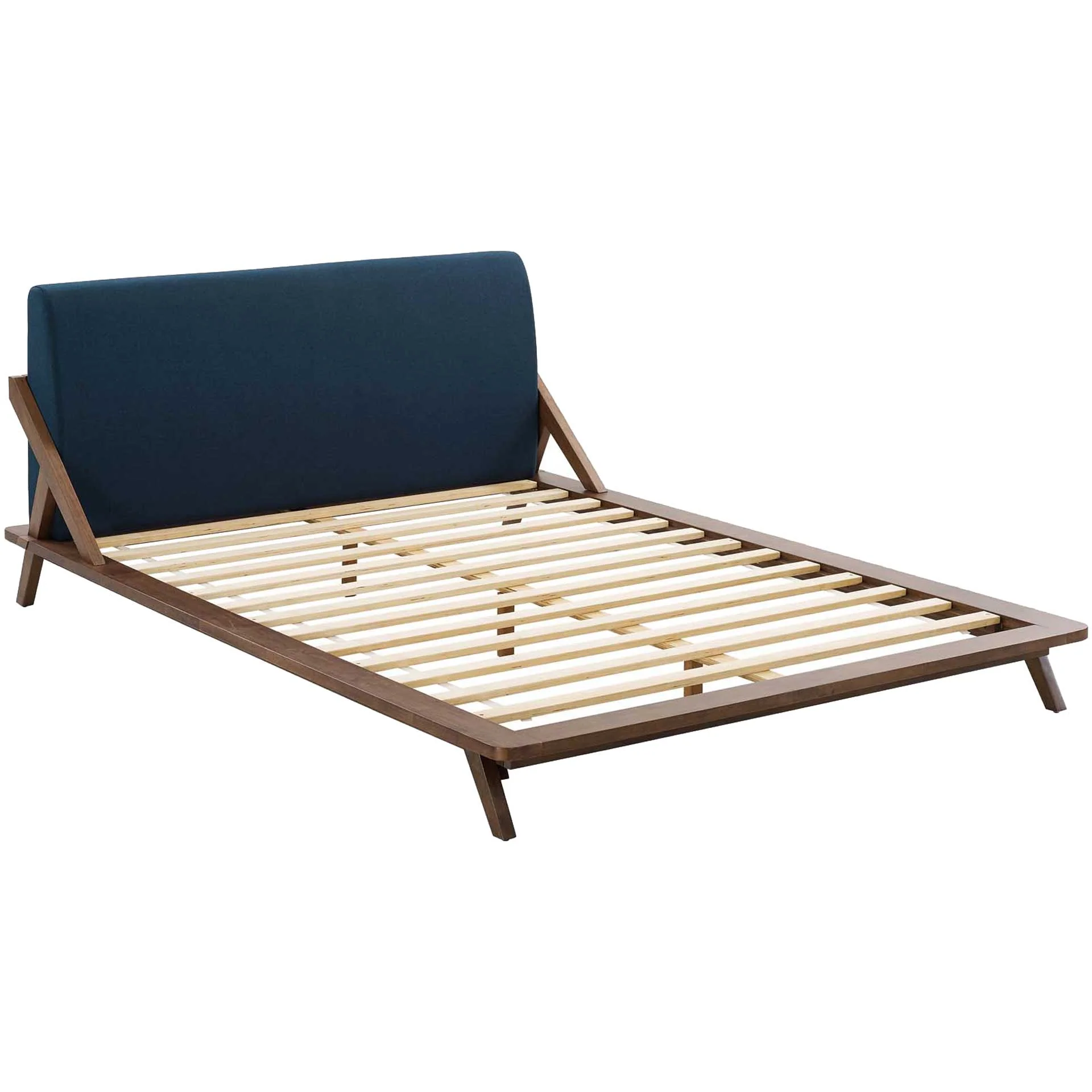 Larry Fabric Platform Bed Walnut/Blue - Image 4