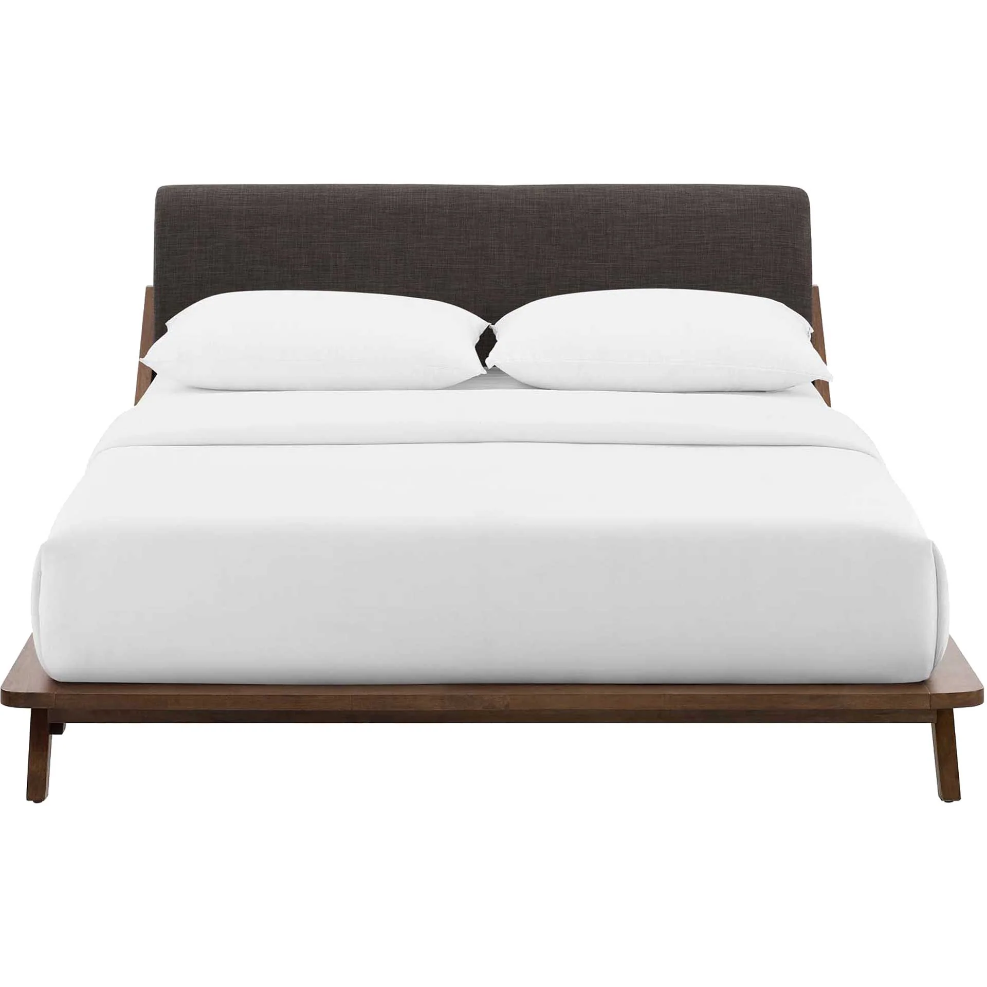 Larry Fabric Platform Bed Walnut/Brown - Image 2