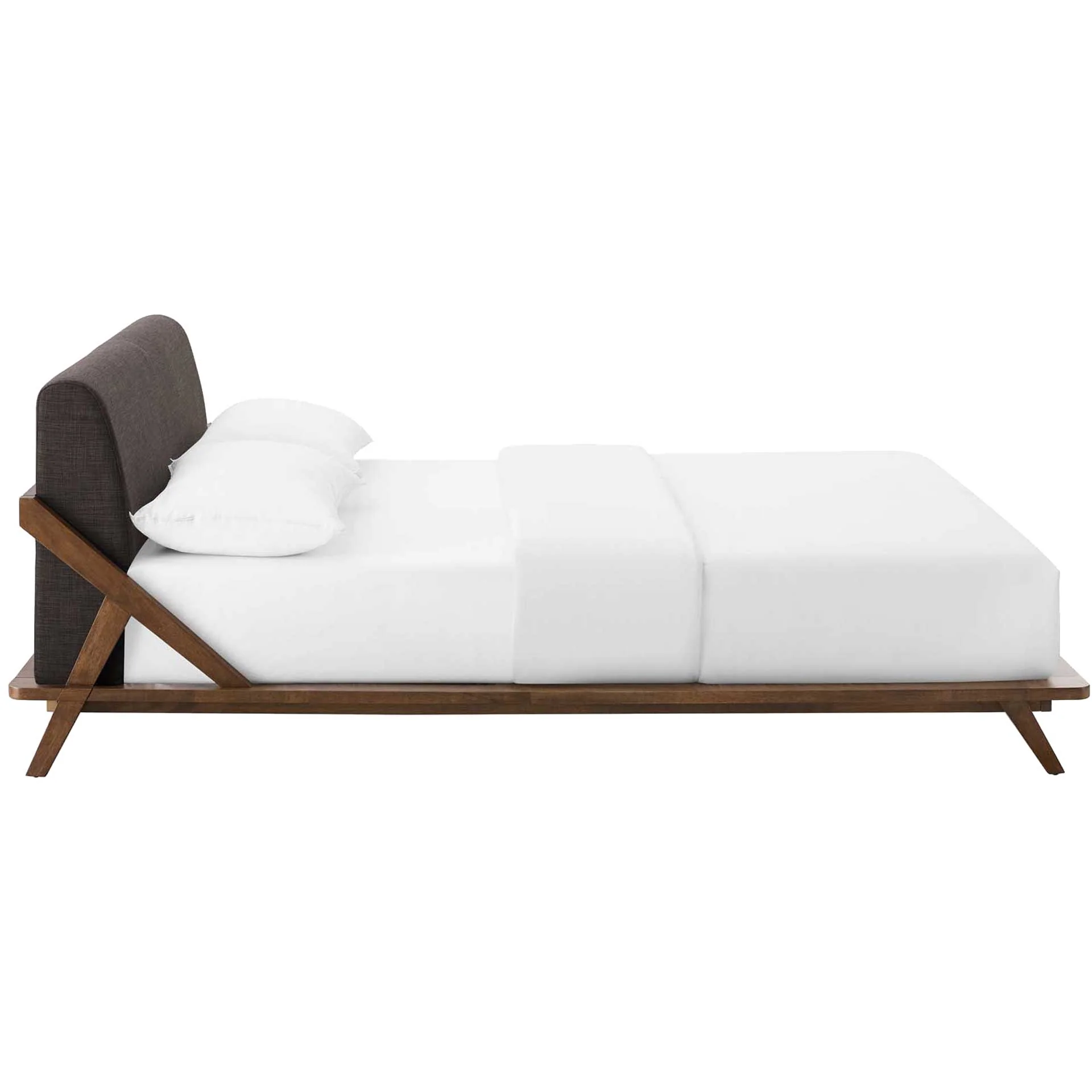 Larry Fabric Platform Bed Walnut/Brown - Image 3