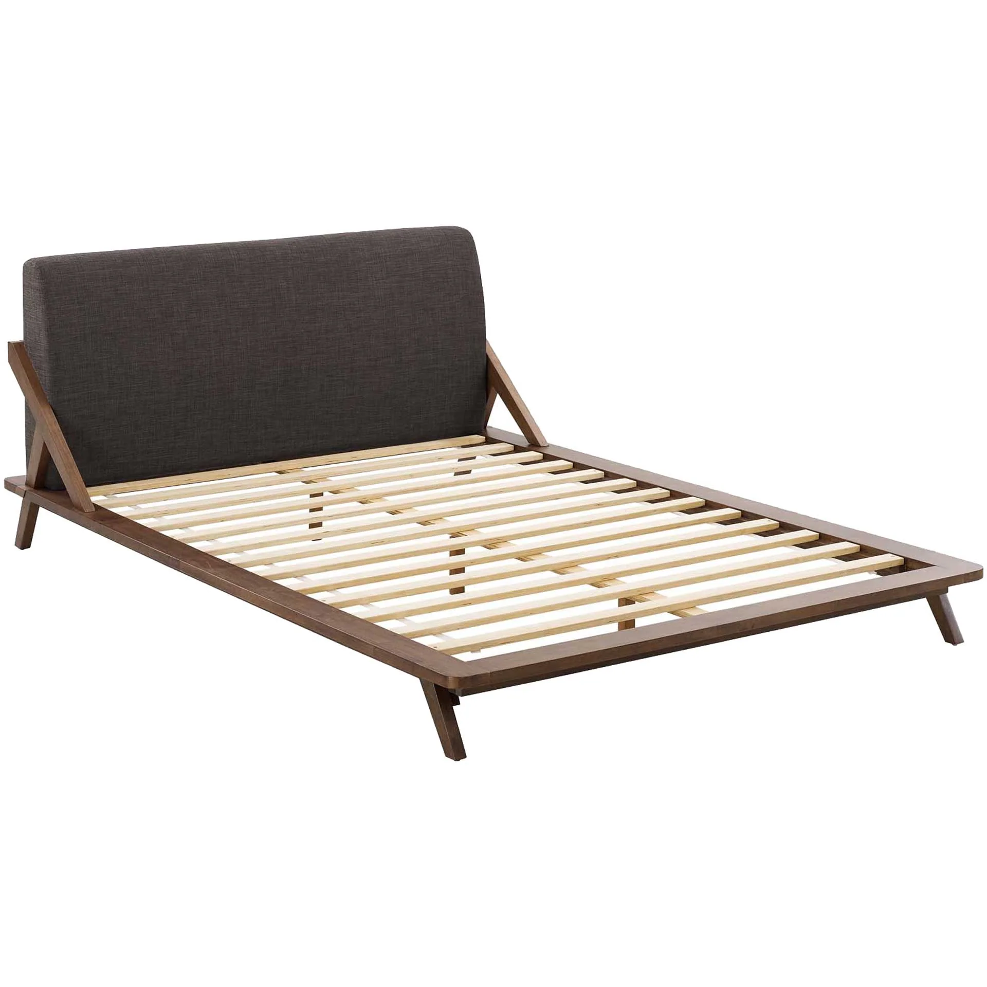 Larry Fabric Platform Bed Walnut/Brown - Image 4