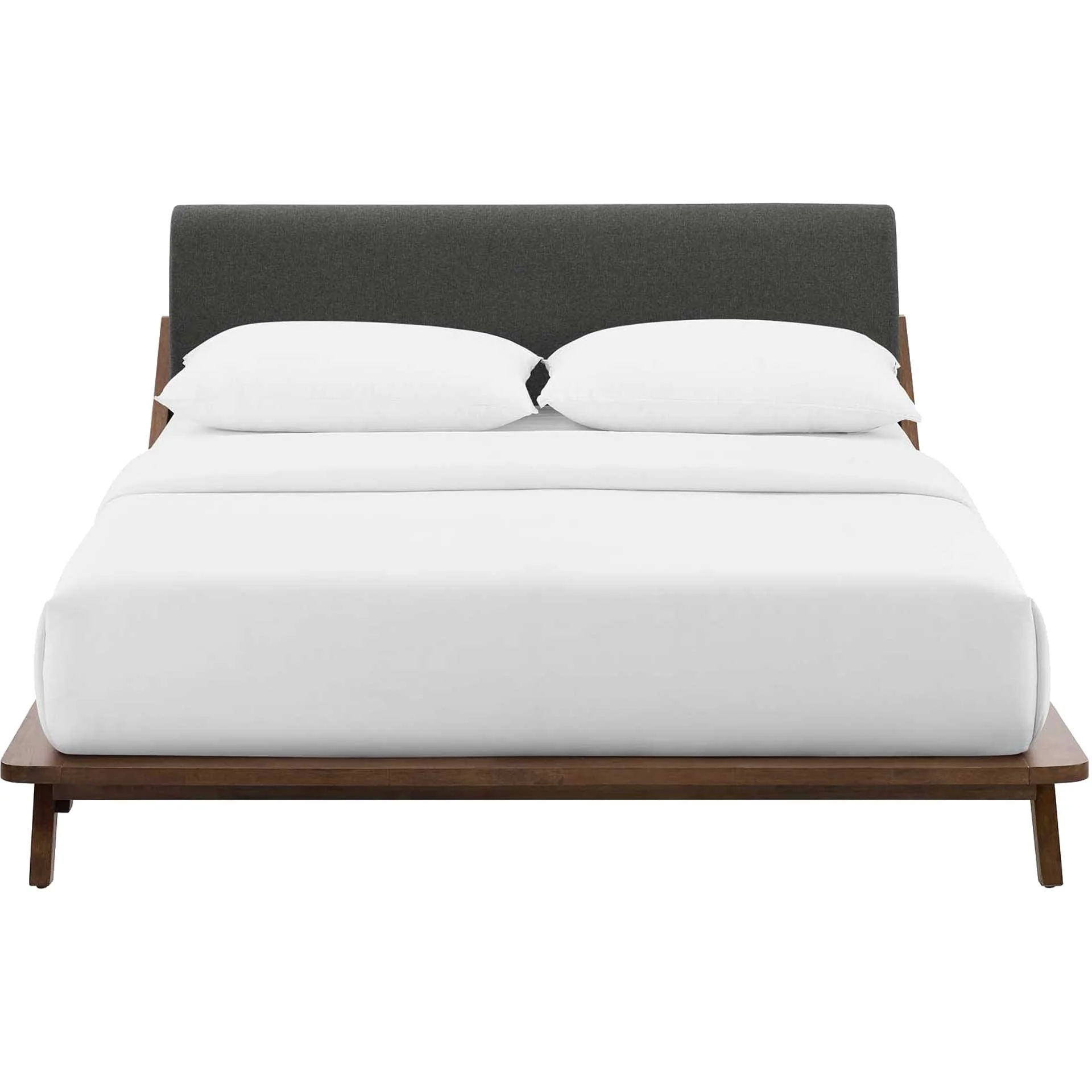 Larry Fabric Platform Bed Walnut/Gray - Image 2