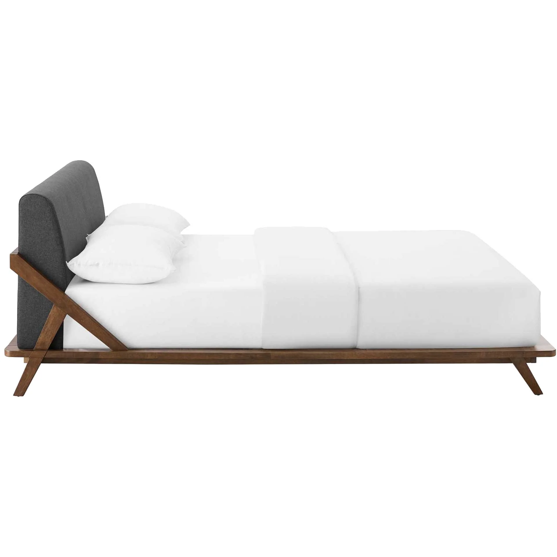 Larry Fabric Platform Bed Walnut/Gray - Image 3