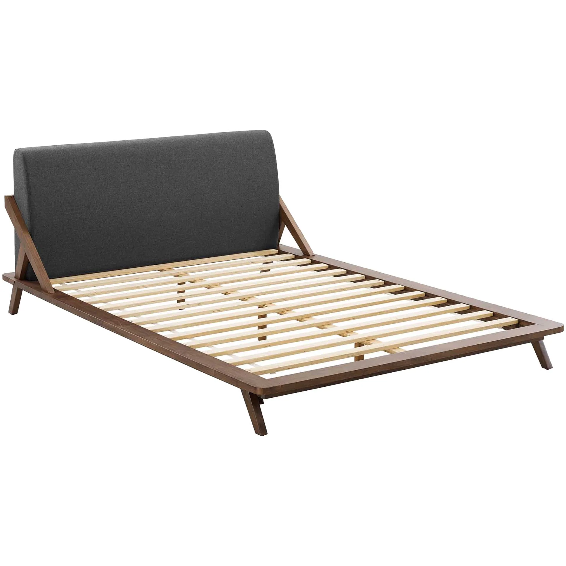 Larry Fabric Platform Bed Walnut/Gray - Image 4